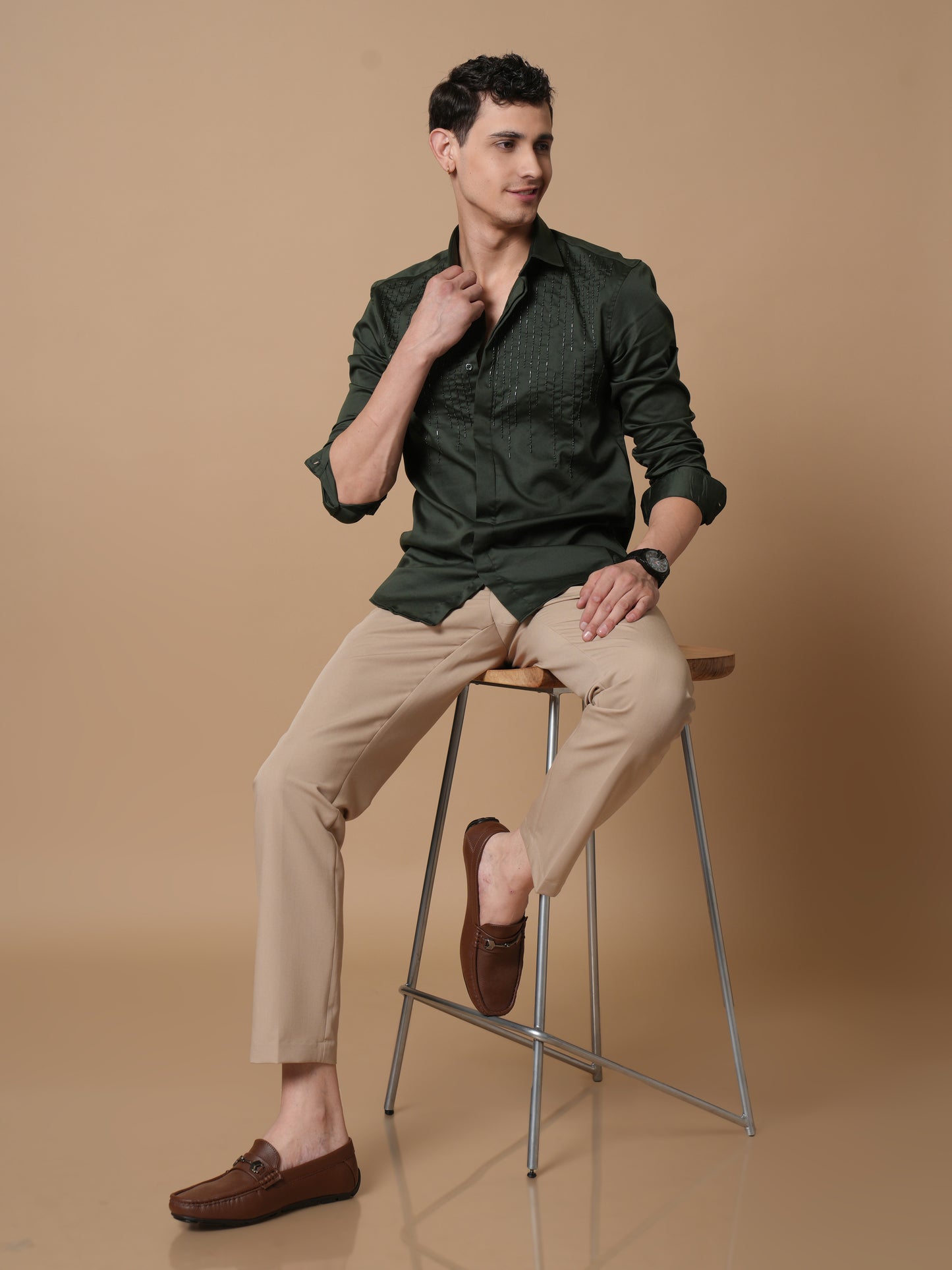 Men's Bottle Green  Party Wear