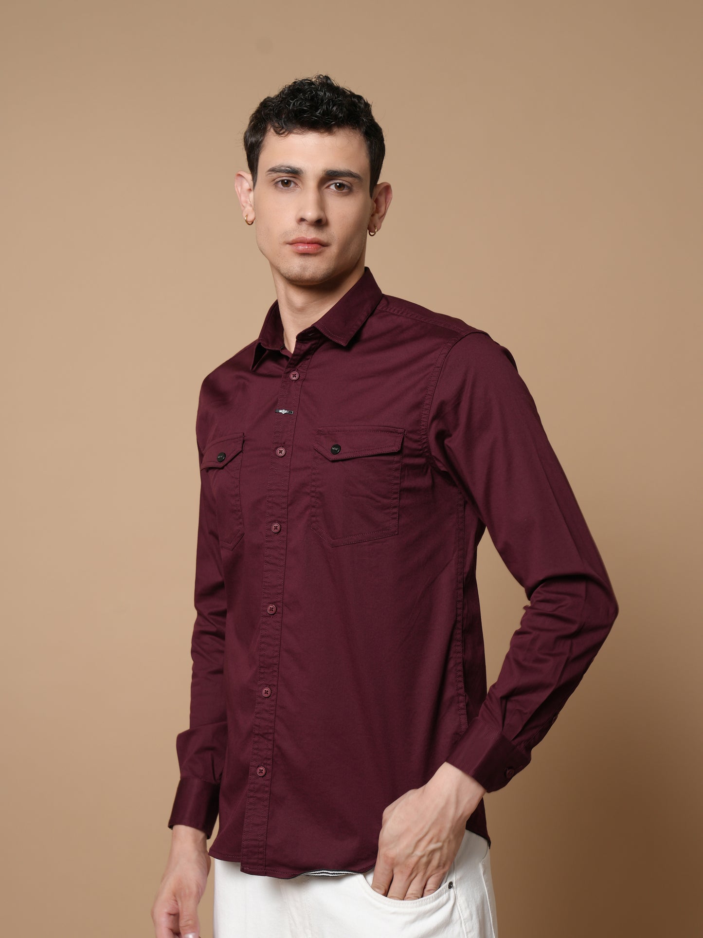 Men’s Maroon Casual Shirt