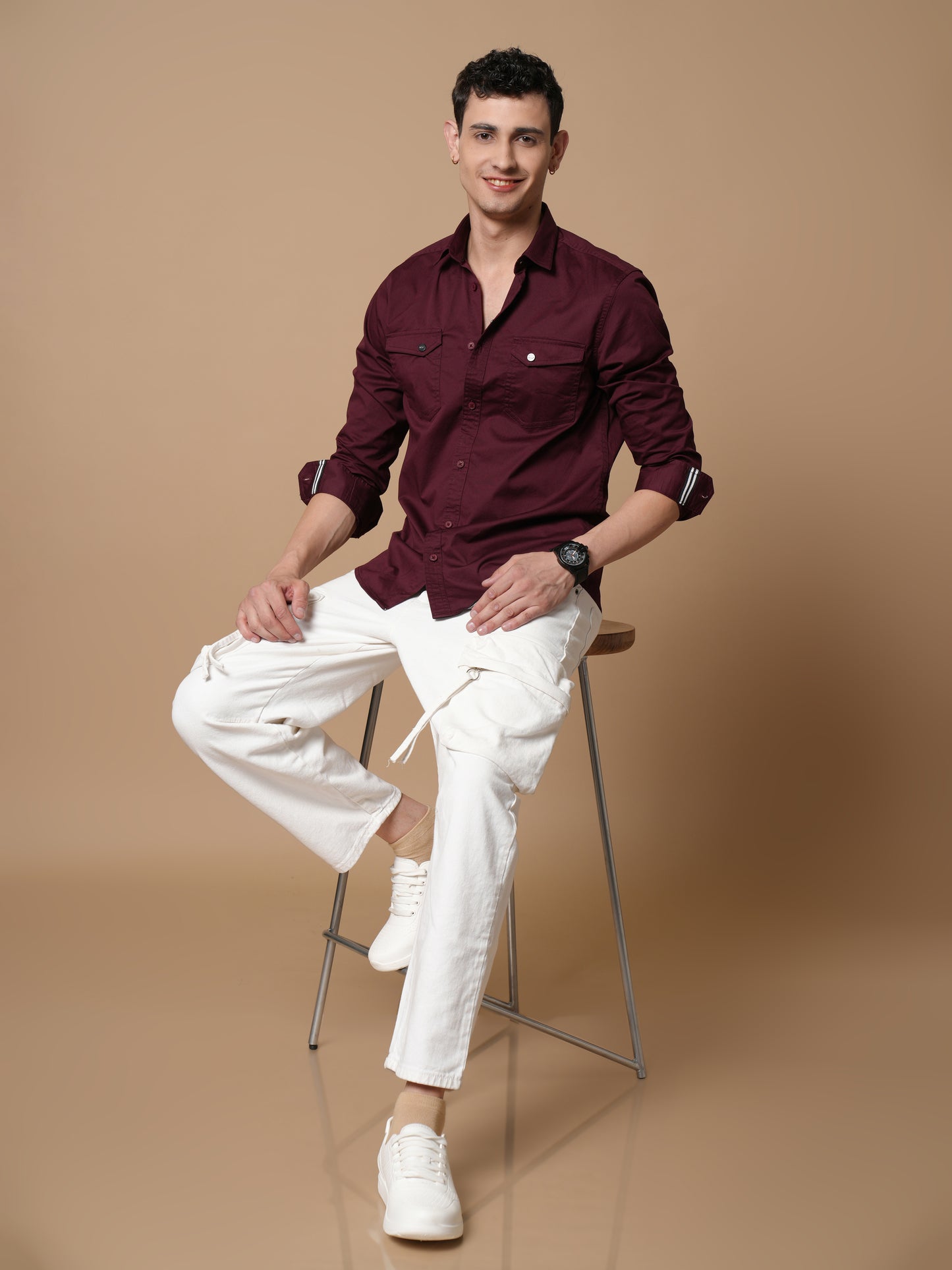 Men’s Maroon Casual Shirt