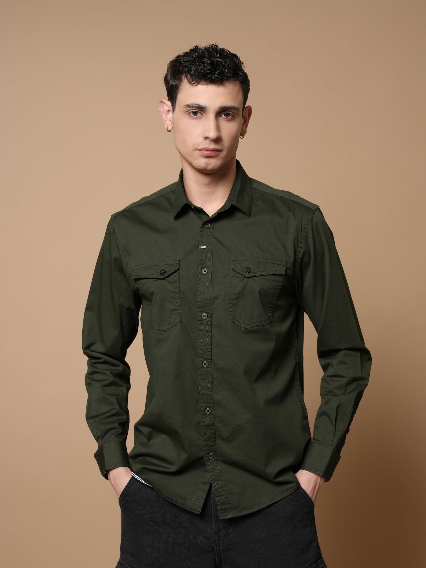 Men’s Bottle Green Casual Shirt