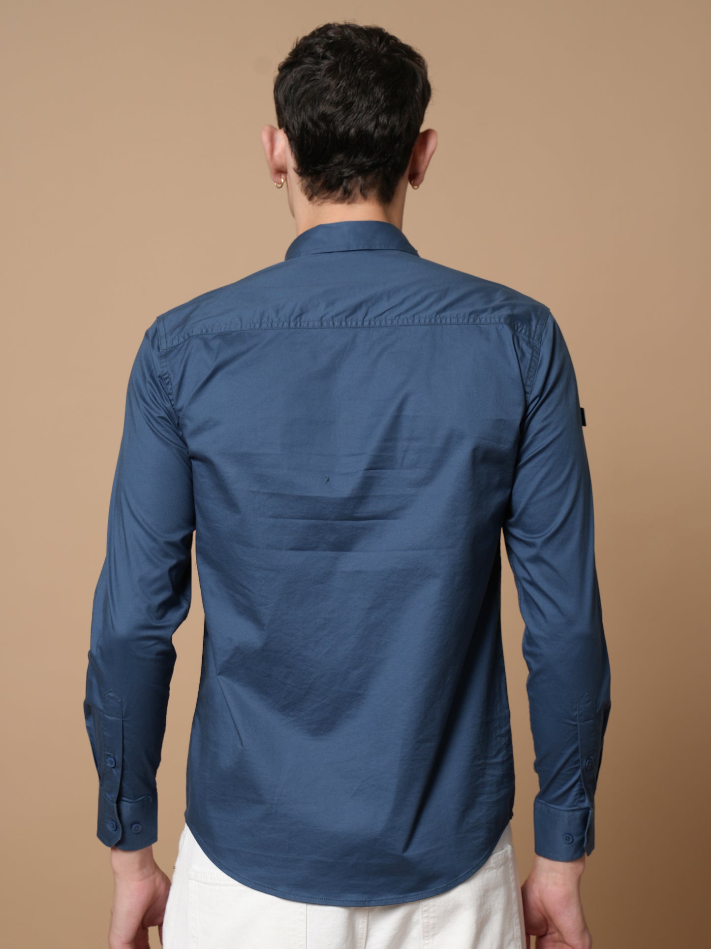 Men’s Peacock Solid Utility Casual Shirt with Dual Pockets