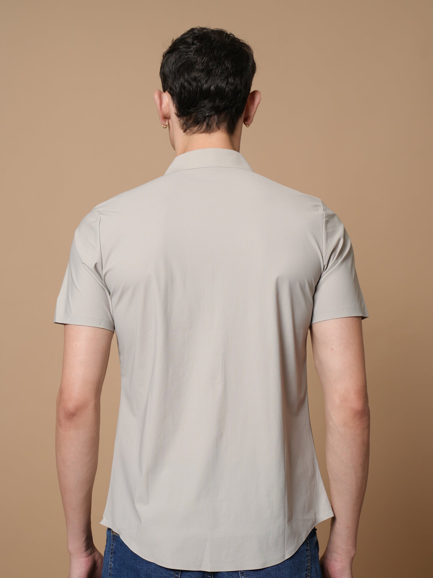 Men’s Short Sleeve Stitchless Shirt Cream