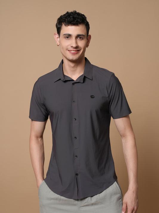 Men’s Short Sleeve Stitchless Shirt Dark Grey