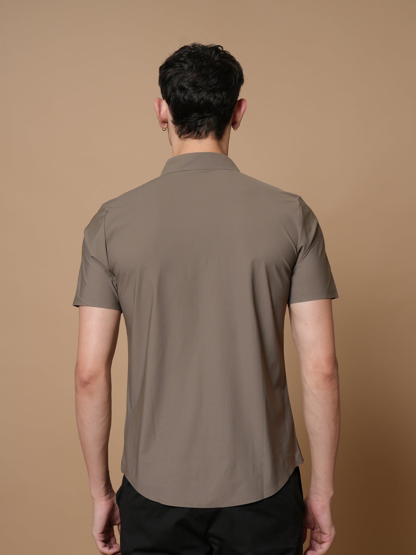 Men’s Short Sleeve Stitchless Shirt Coffee