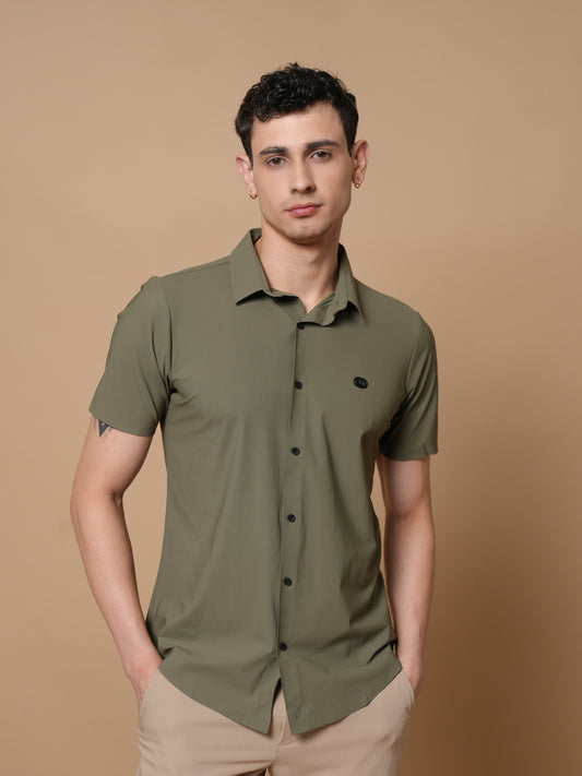 Men’s Short Sleeve Stitchless Shirt Olive