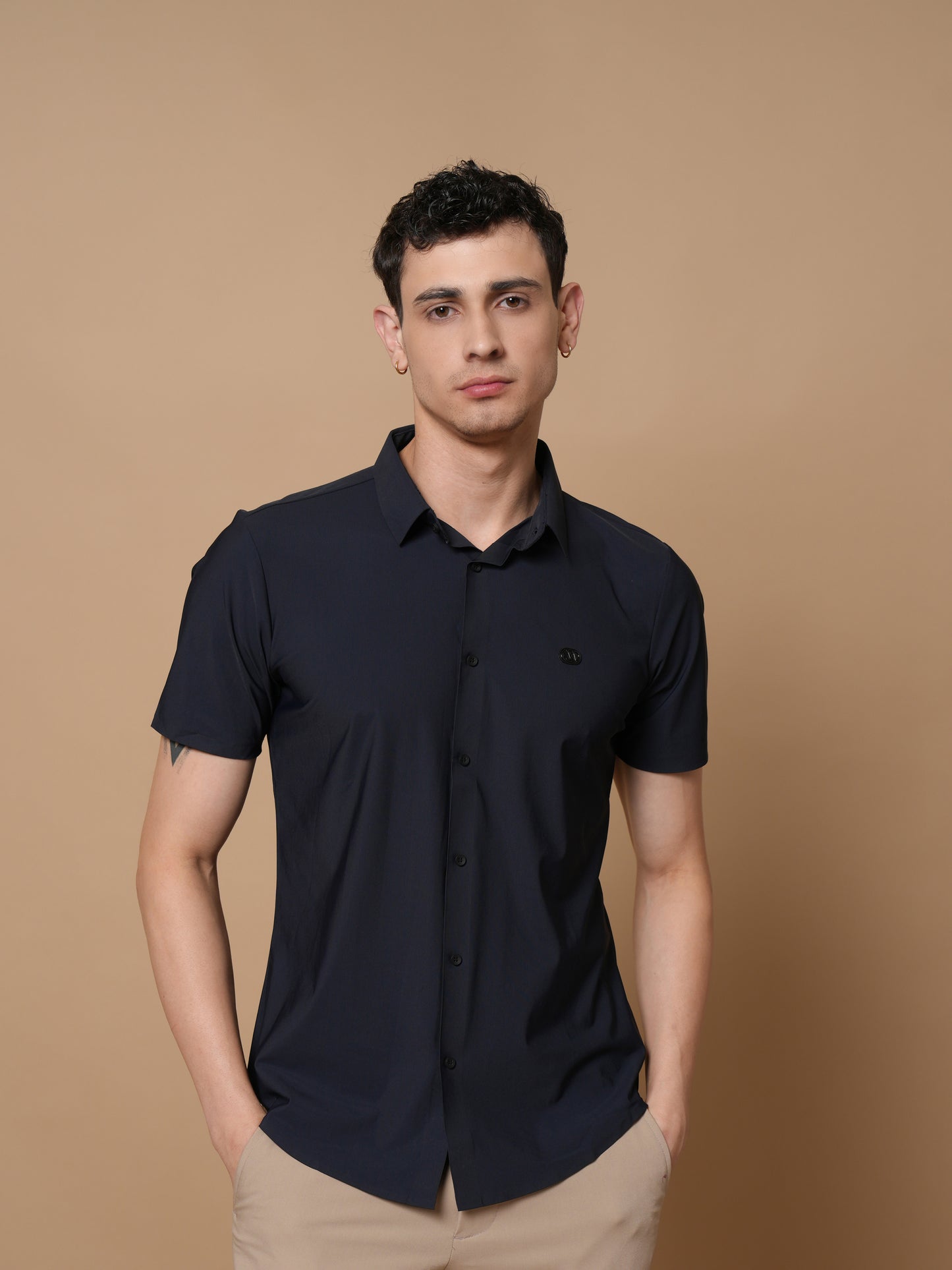 Men’s Short Sleeve Stitchless Shirt Navy