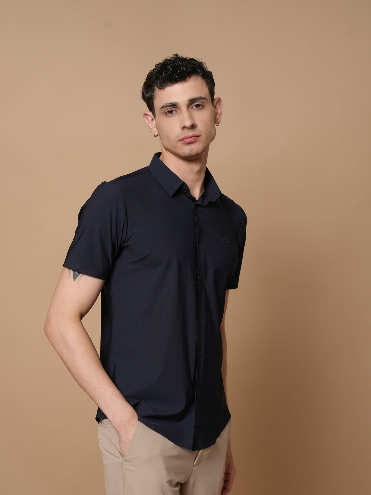 Men’s Short Sleeve Stitchless Shirt Navy