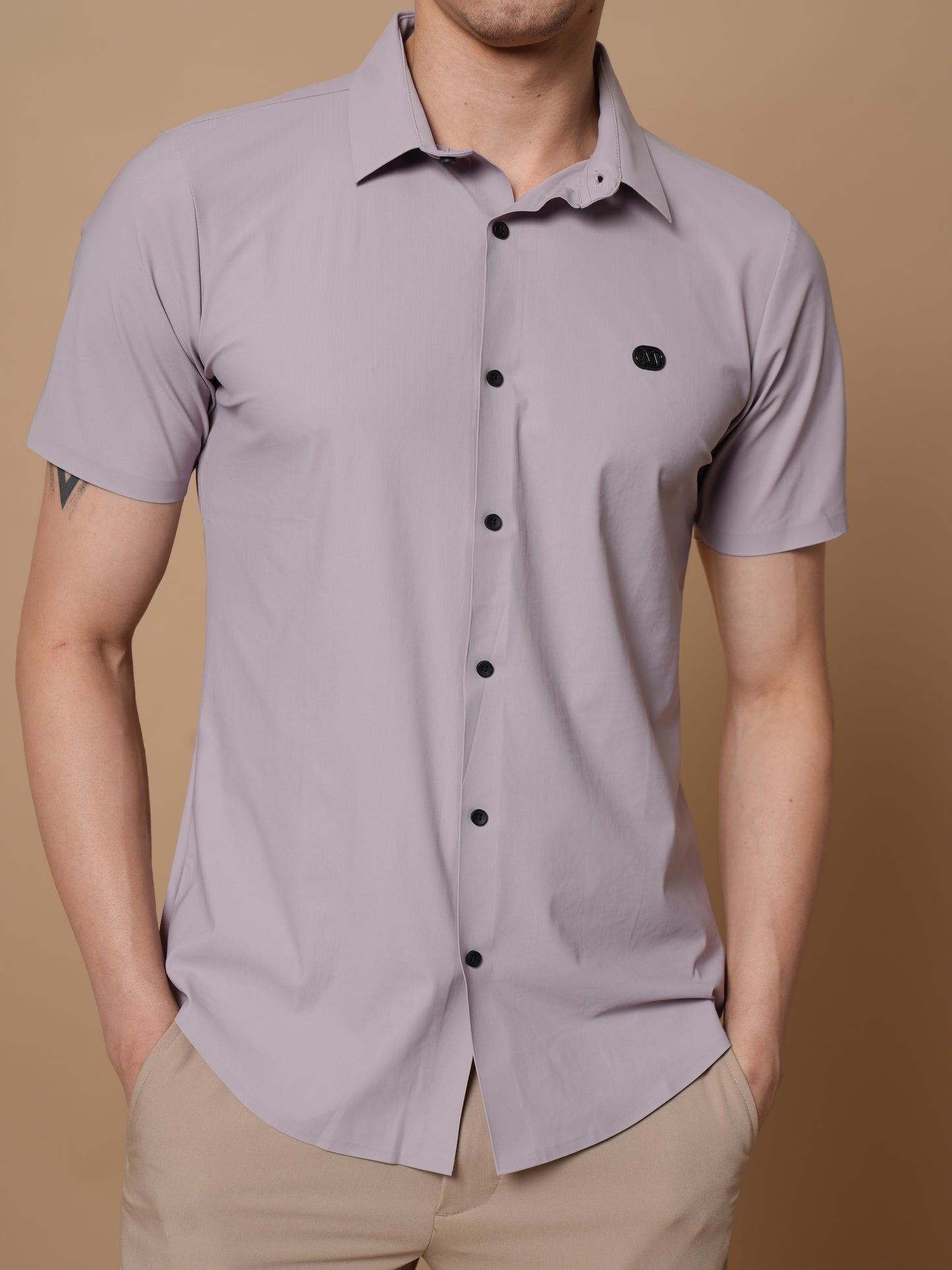 Men’s Short Sleeve Stitchless Shirt Pink