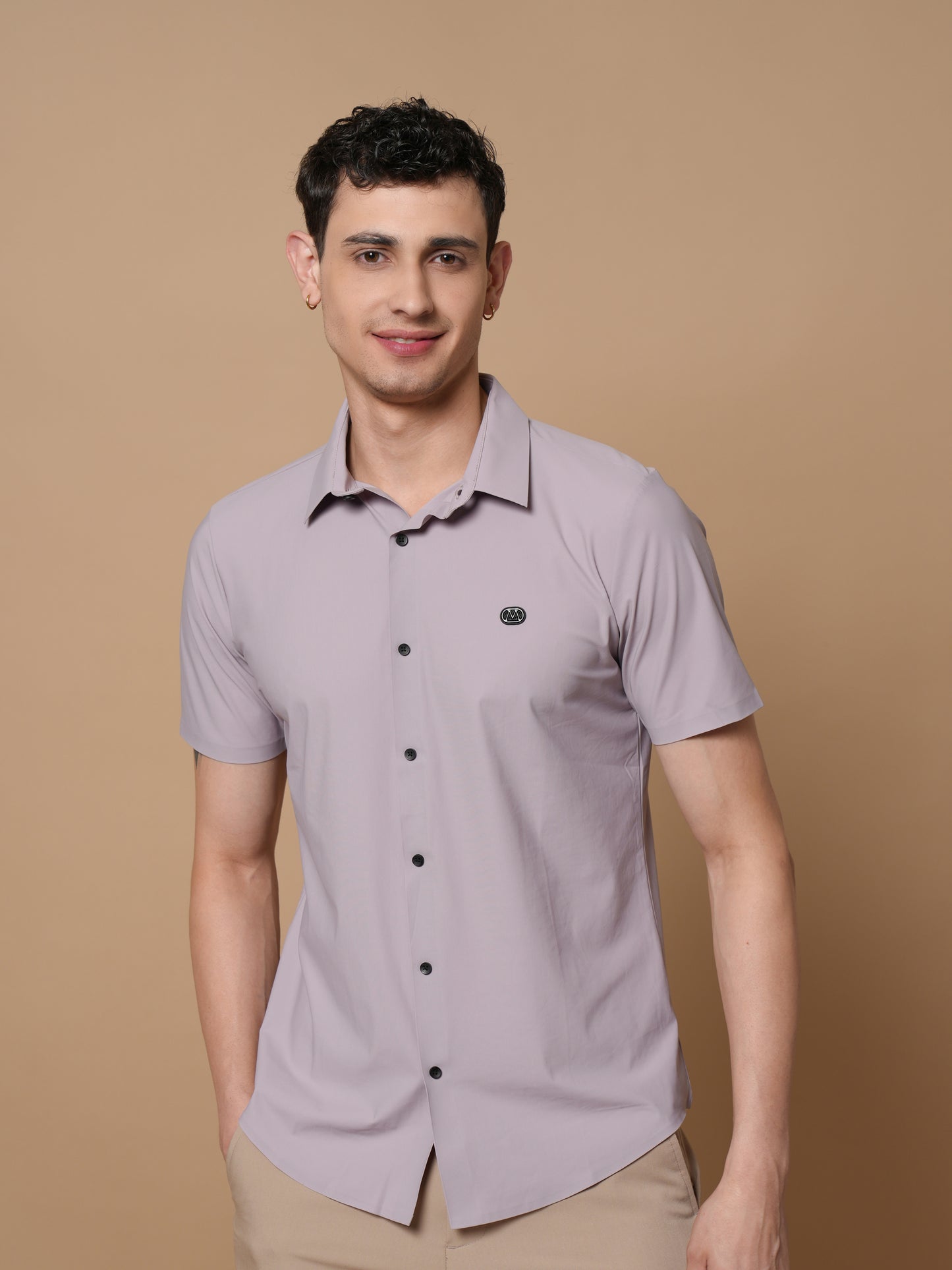 Men’s Short Sleeve Stitchless Shirt Pink