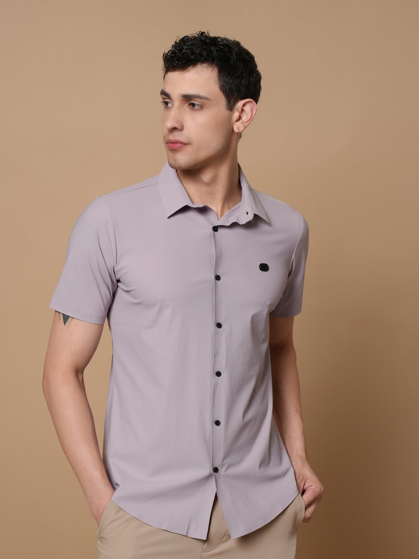 Men’s Short Sleeve Stitchless Shirt Pink