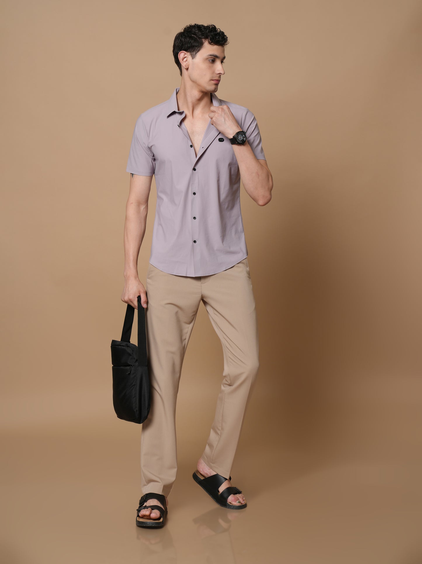 Men’s Short Sleeve Stitchless Shirt Pink