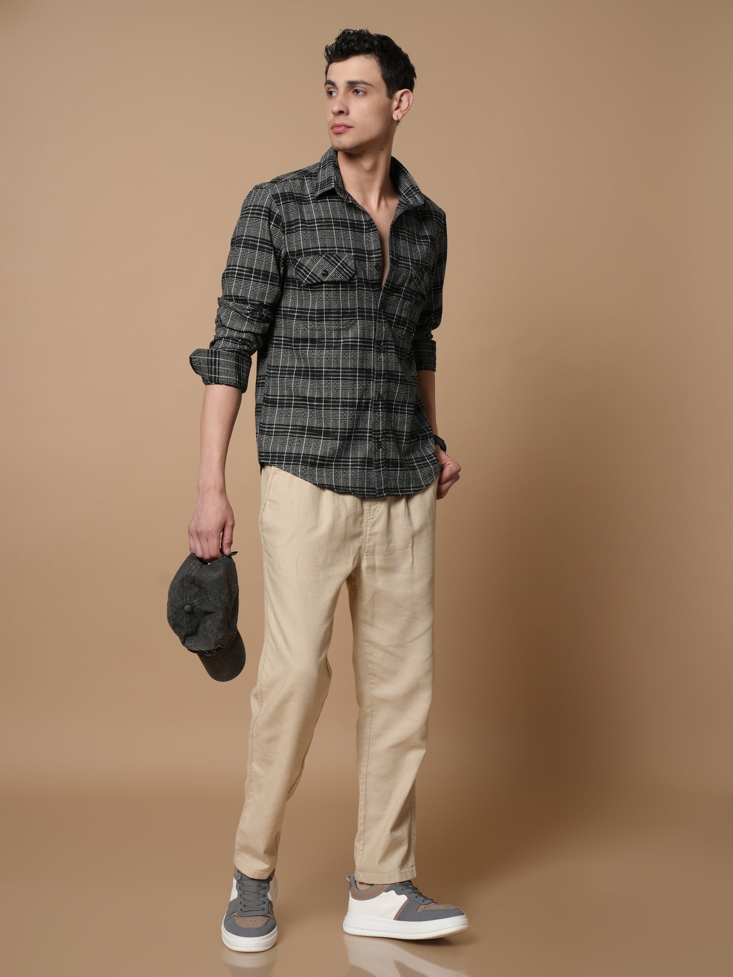 Men’s  Checked Casual Shirt With Dual Pockets