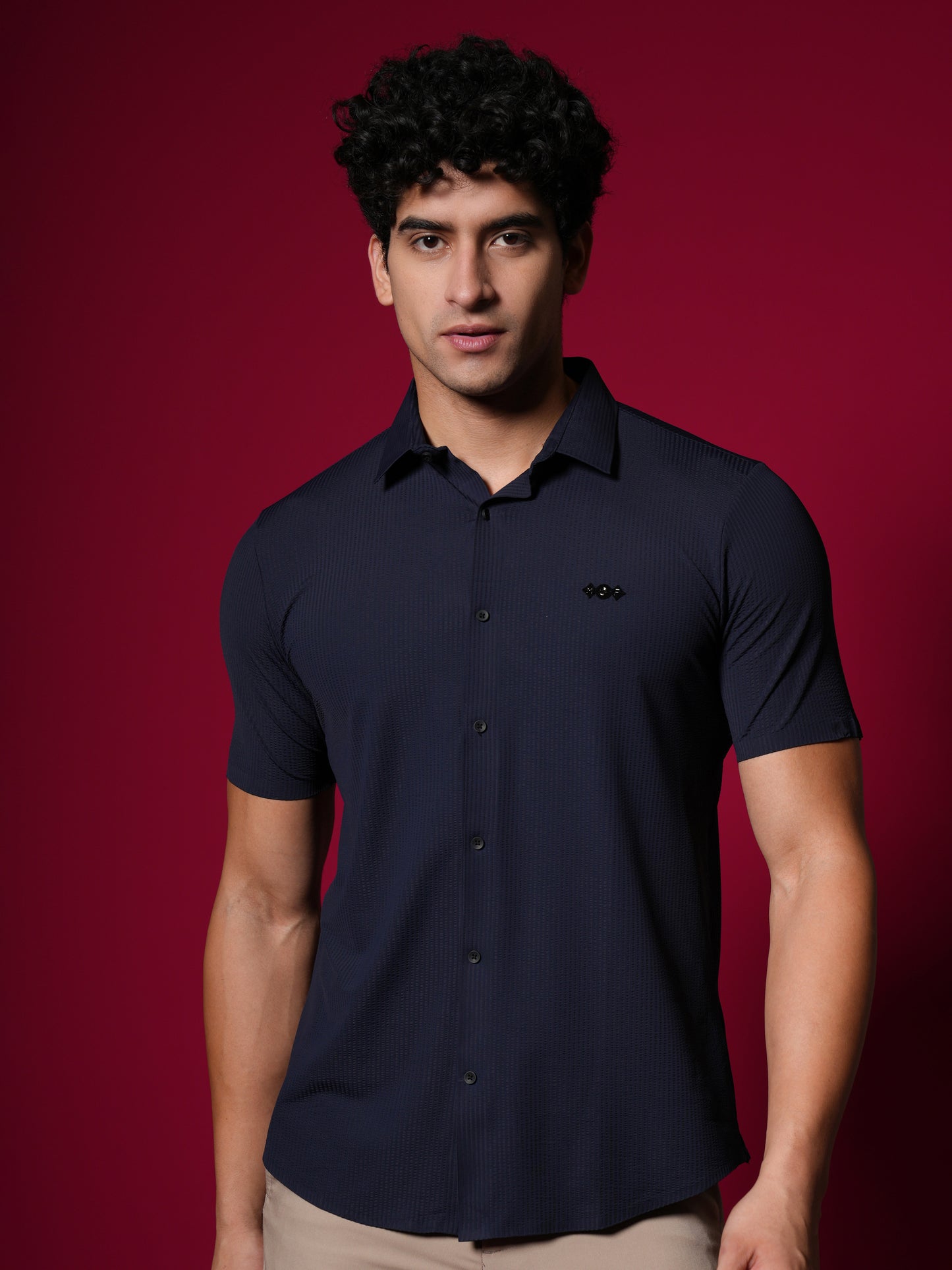 Men’s Short Sleeve Stitchless Shirt Navy