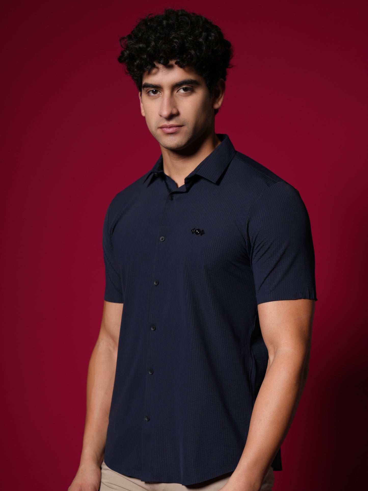Men’s Short Sleeve Stitchless Shirt Navy