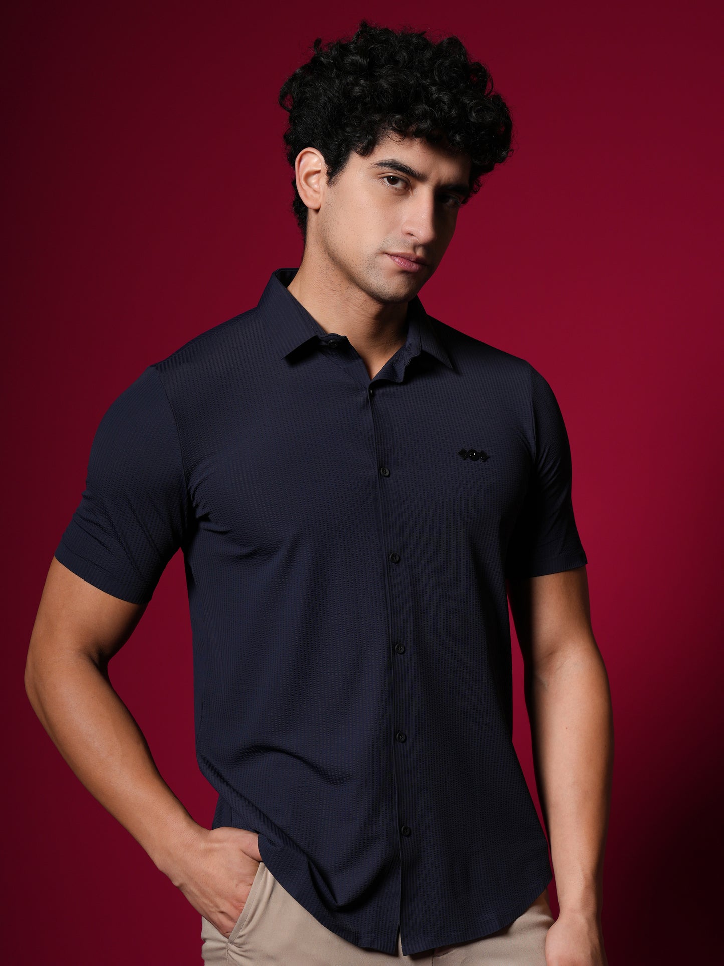 Men’s Short Sleeve Stitchless Shirt Navy