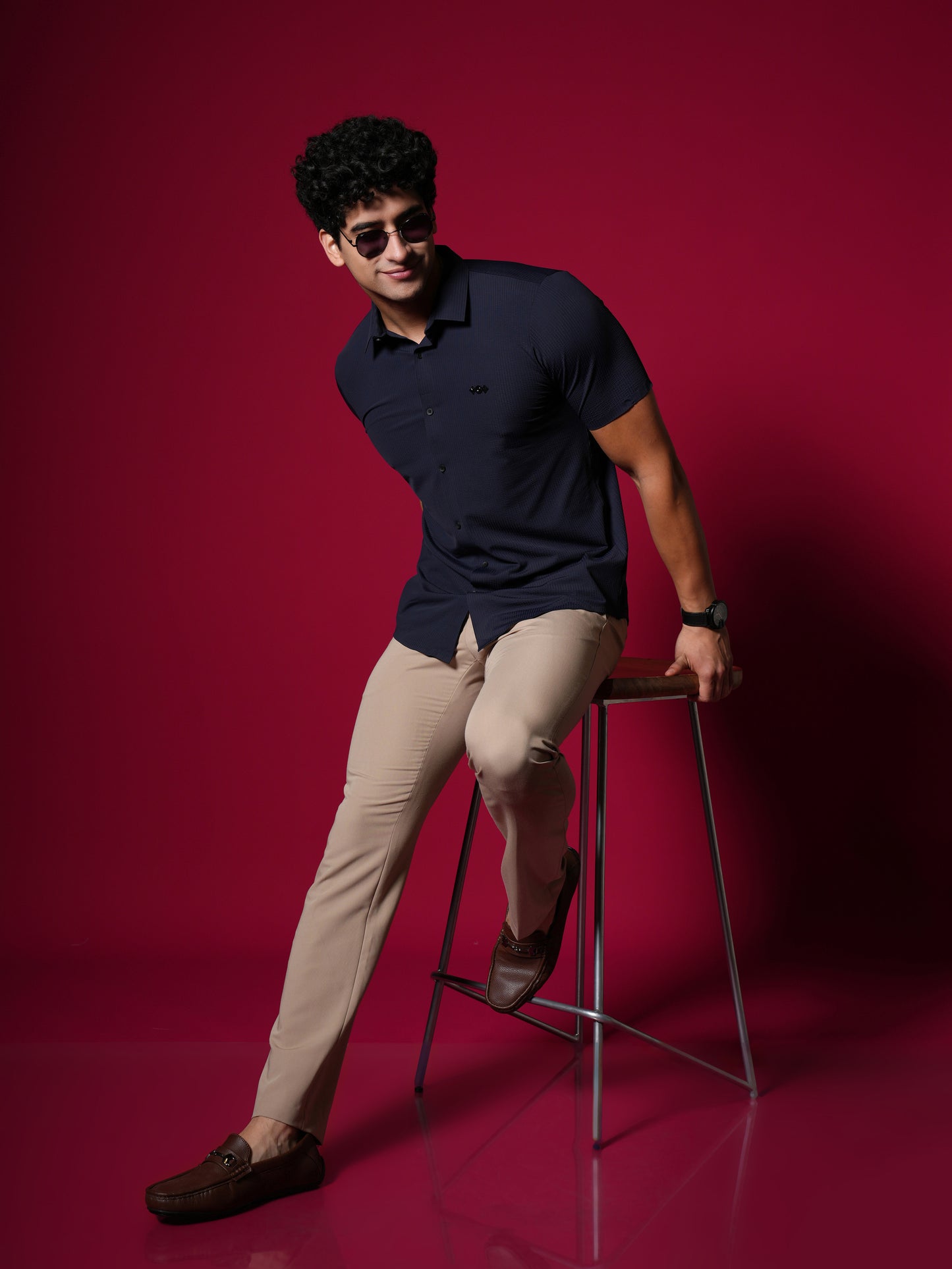 Men’s Short Sleeve Stitchless Shirt Navy