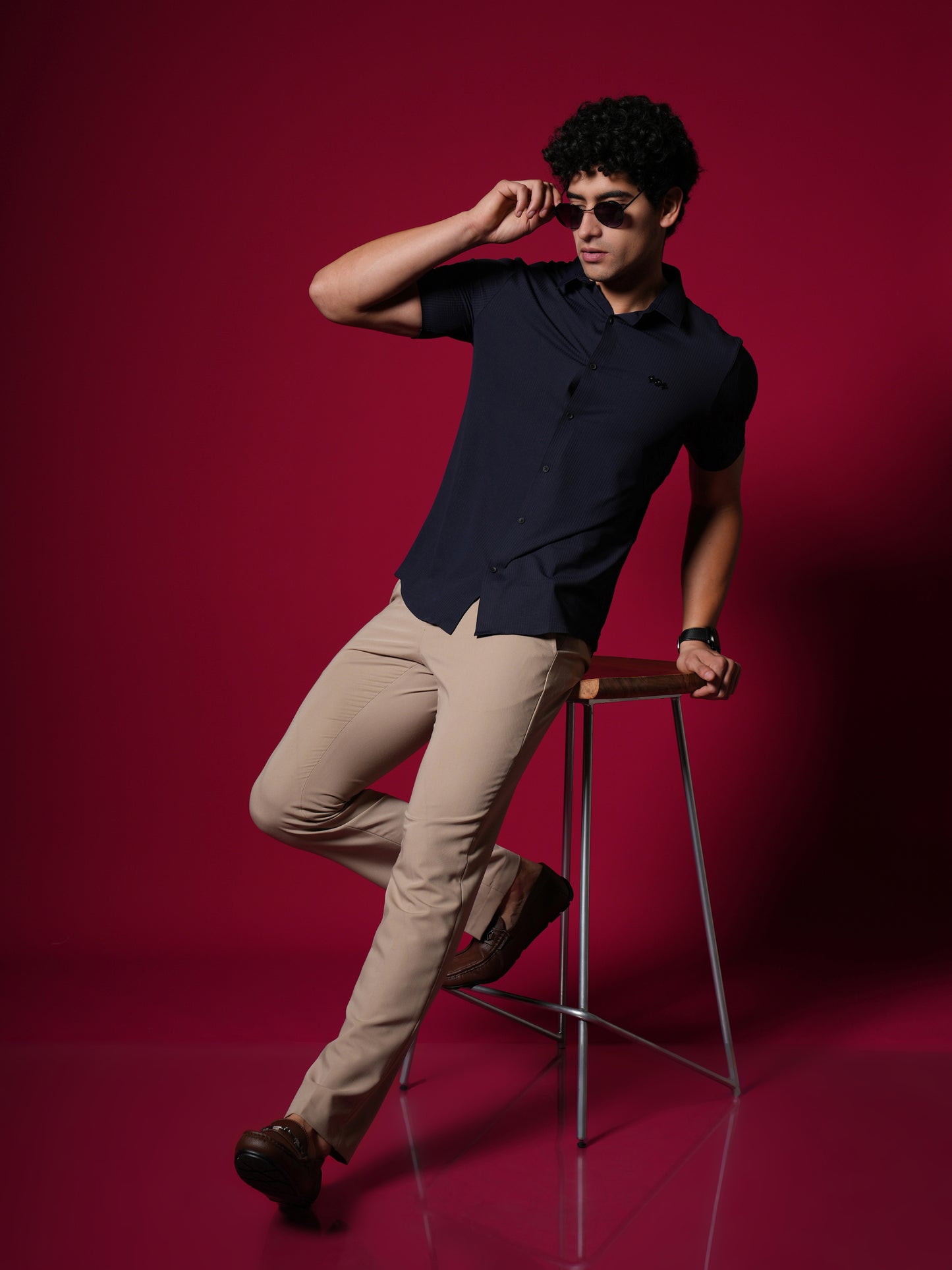 Men’s Short Sleeve Stitchless Shirt Navy