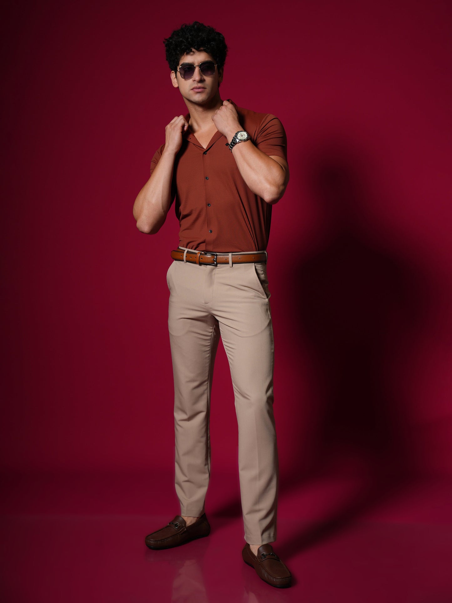 Men's Short Sleeve Stitchless Shirt Orange