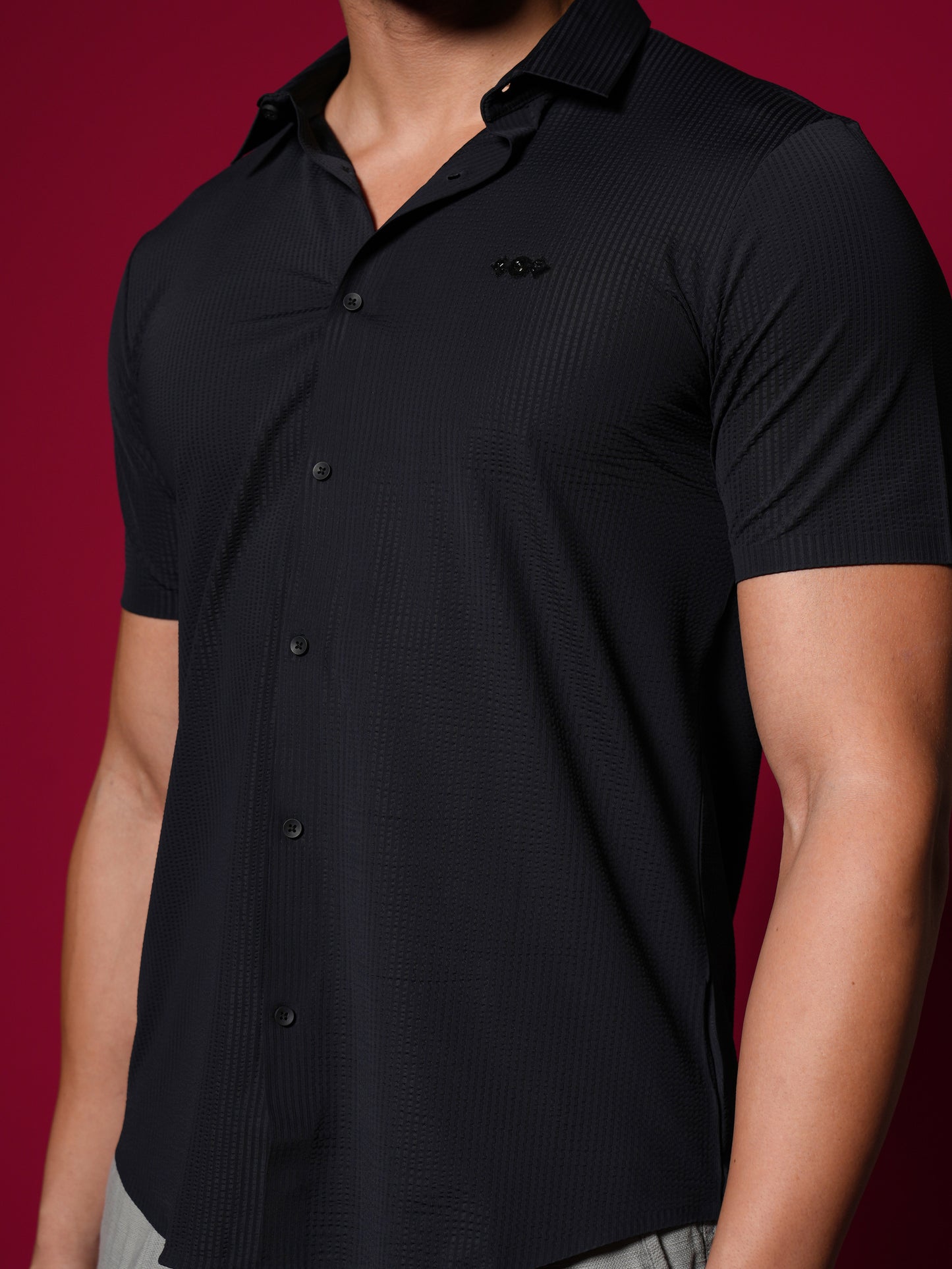 Men’s Short Sleeve Stitchless Shirt BlacK