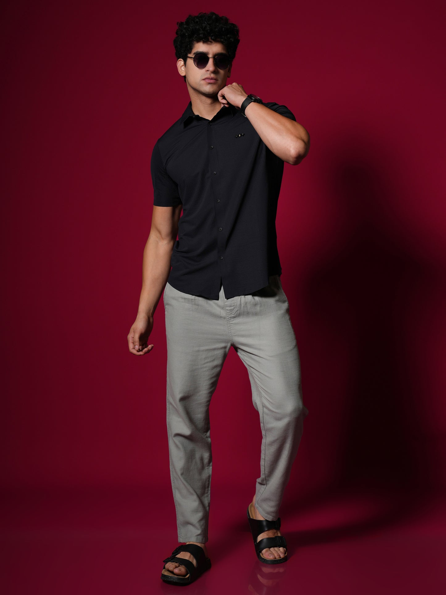 Men’s Short Sleeve Stitchless Shirt BlacK