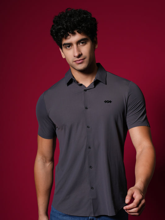 Men’s Short Sleeve Stitchless Shirt Dark Grey