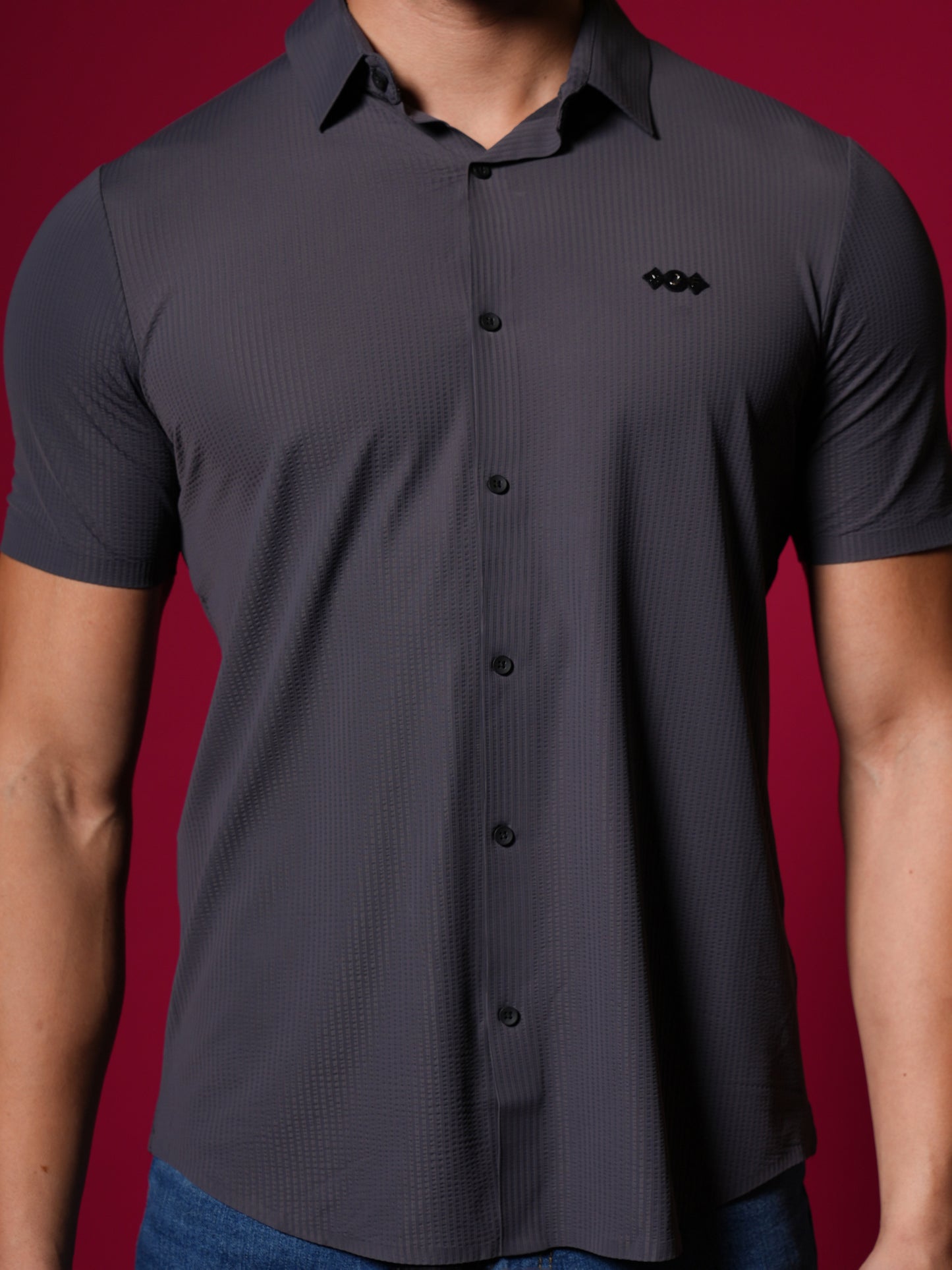 Men’s Short Sleeve Stitchless Shirt Dark Grey