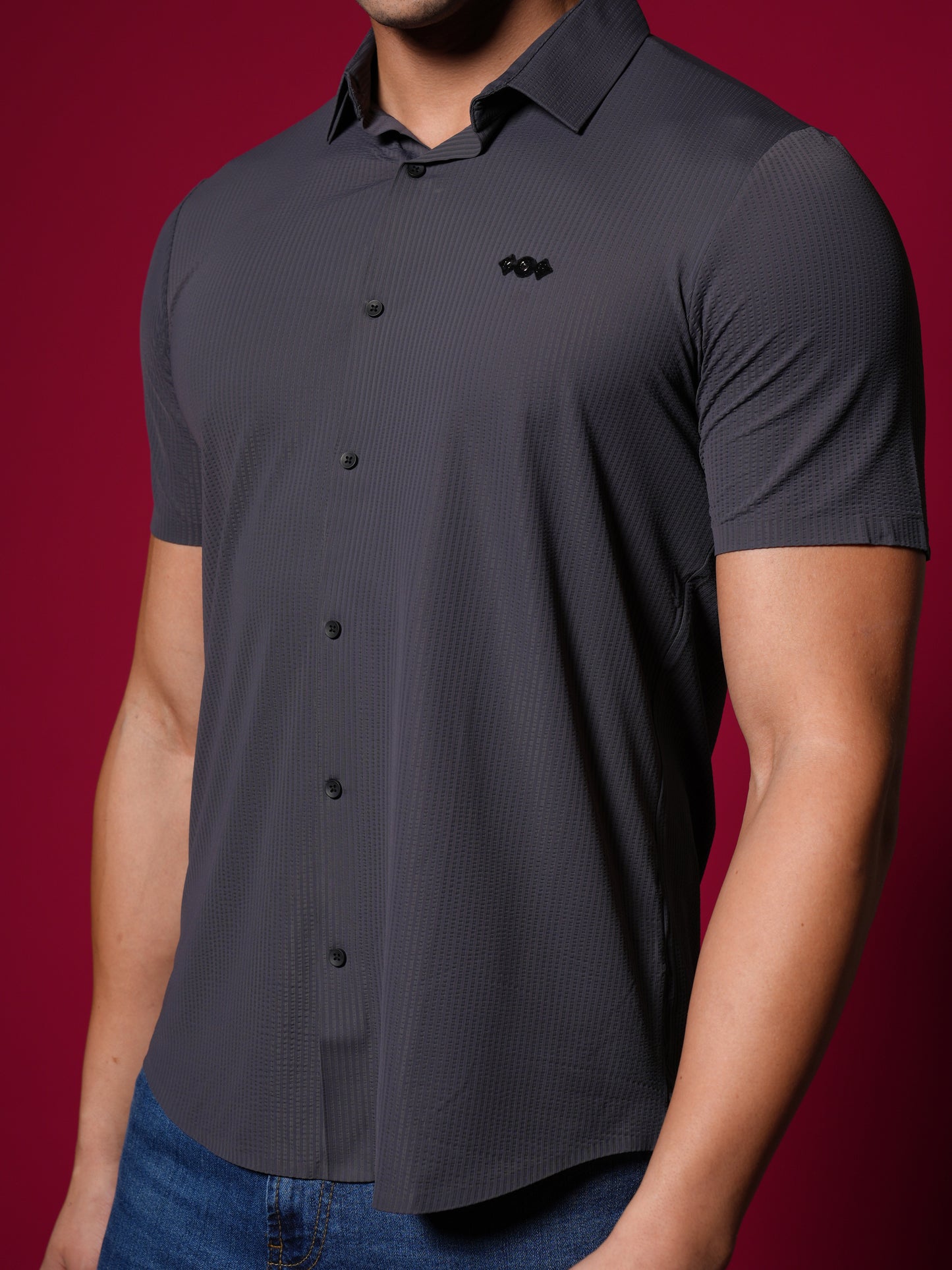 Men’s Short Sleeve Stitchless Shirt Dark Grey