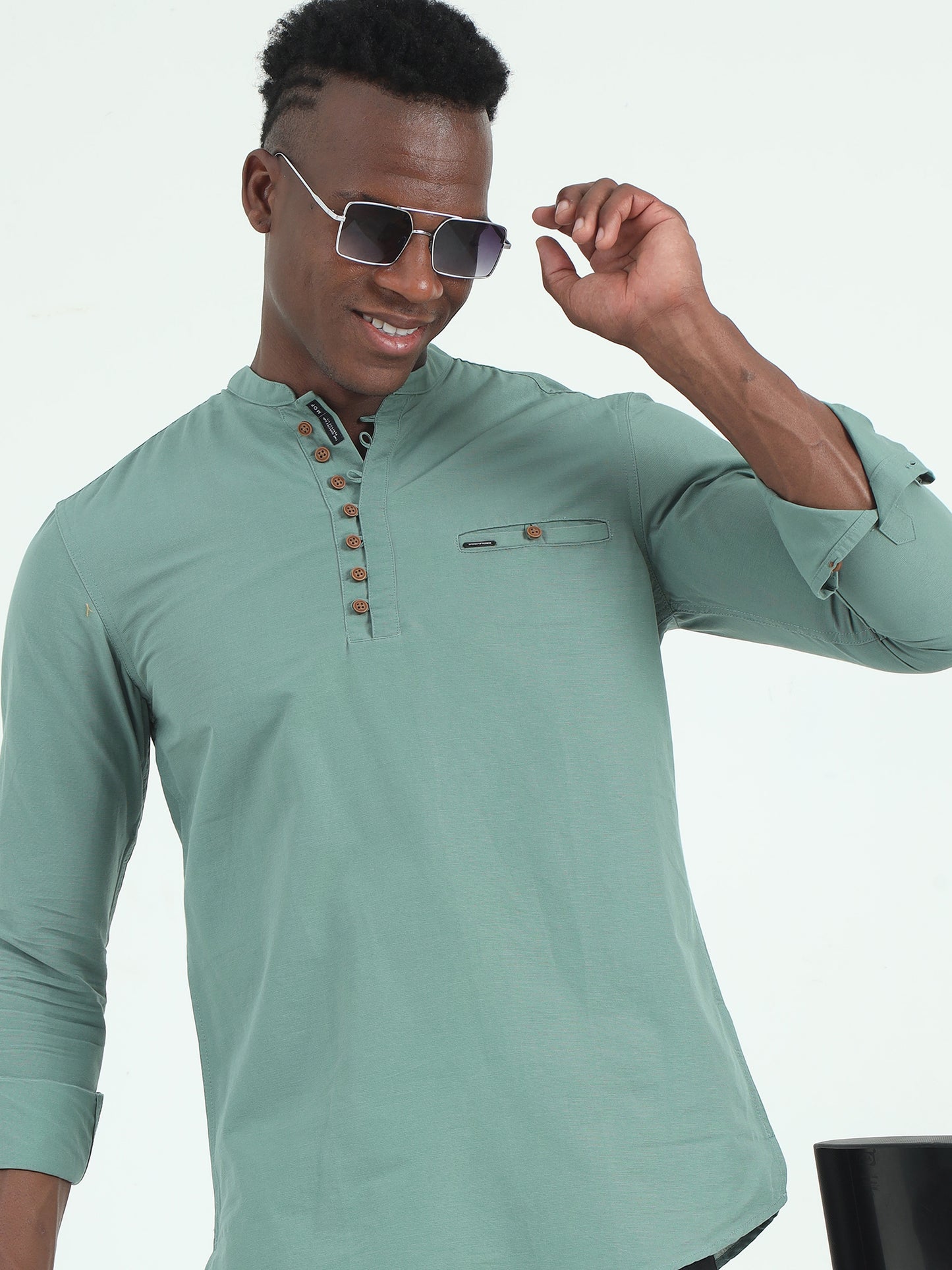 Bay Leaf Straight Fit Cotton Kurta for Men 