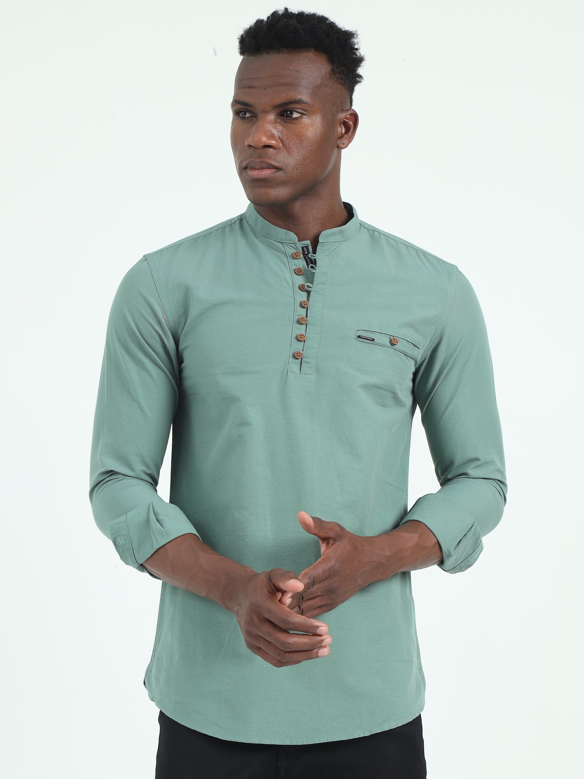 Bay Leaf Straight Fit Cotton Kurta for Men 