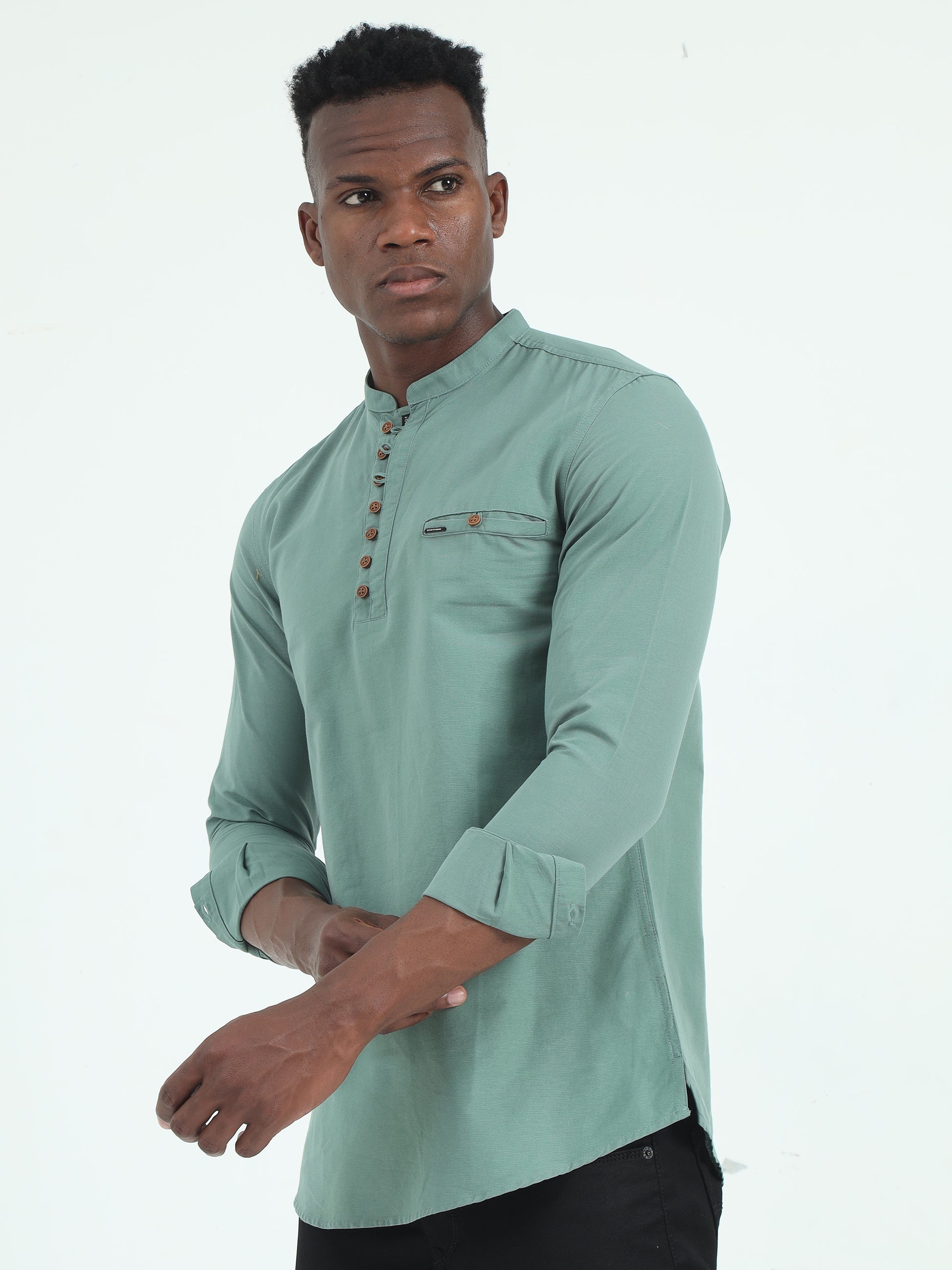 Bay Leaf Straight Fit Cotton Kurta for Men 