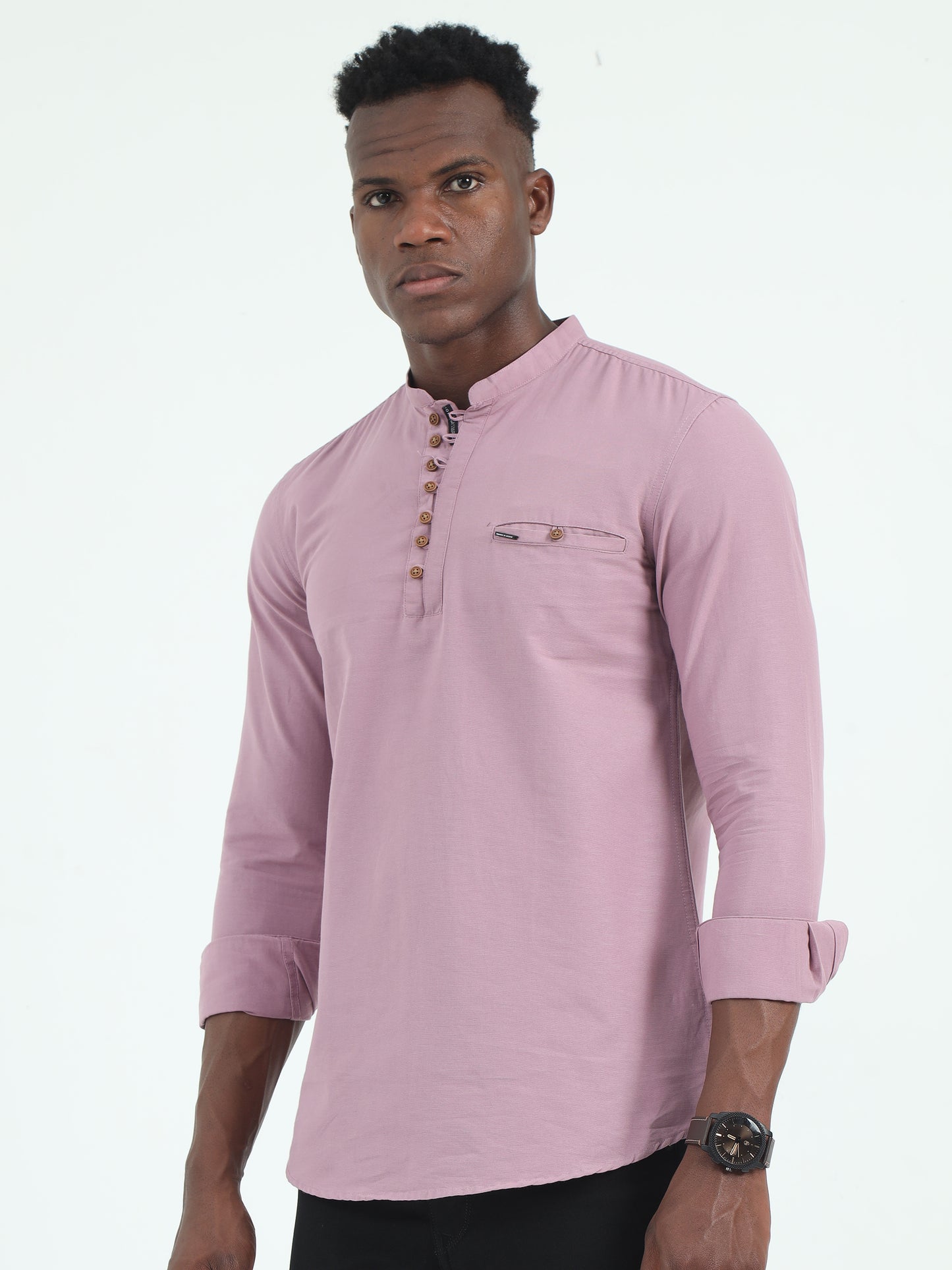  Dusty Cotton Straight Fit Lavender Kurta for Men