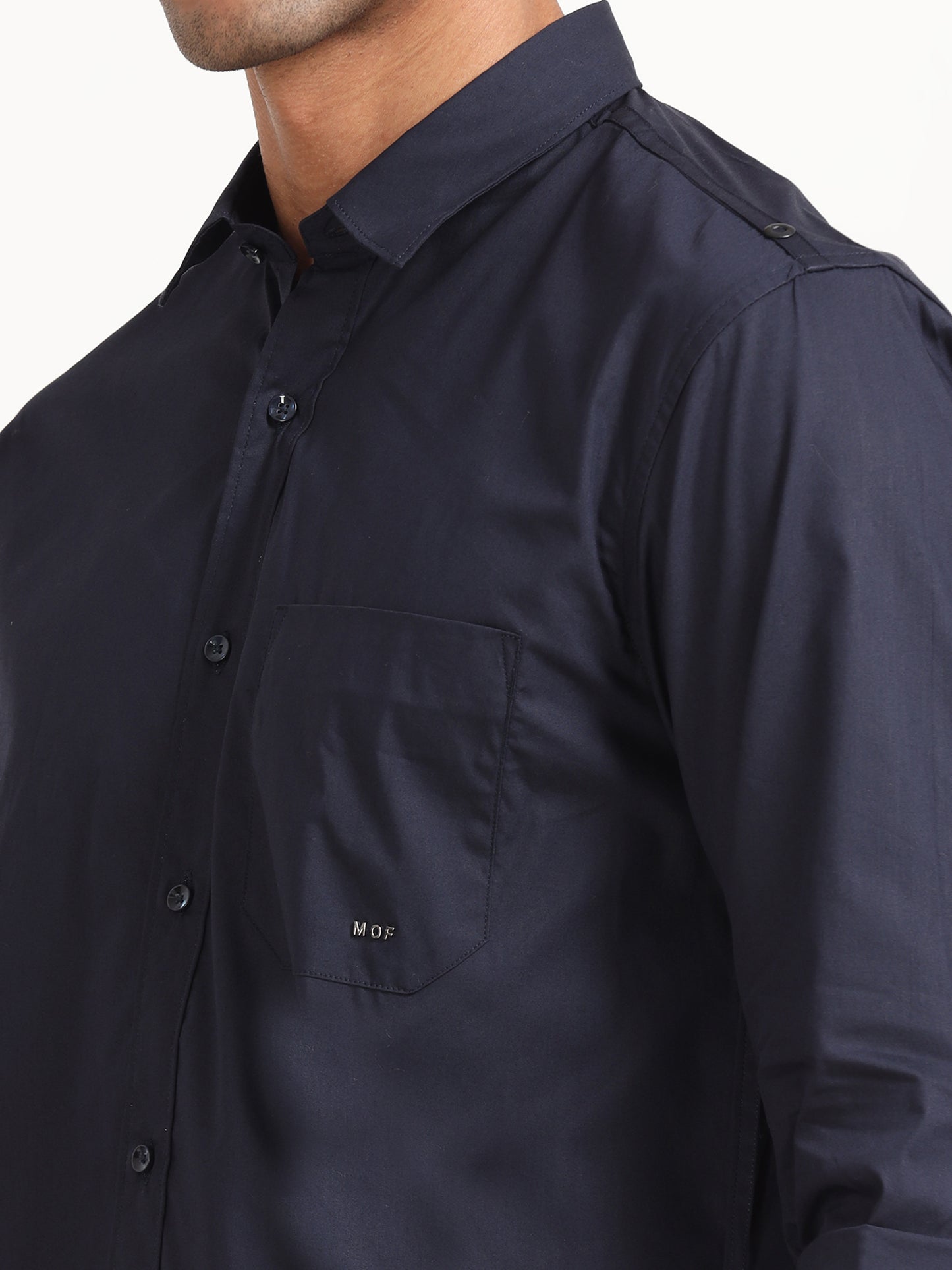 Navy Poly Poplin Lycra Shirts for Men