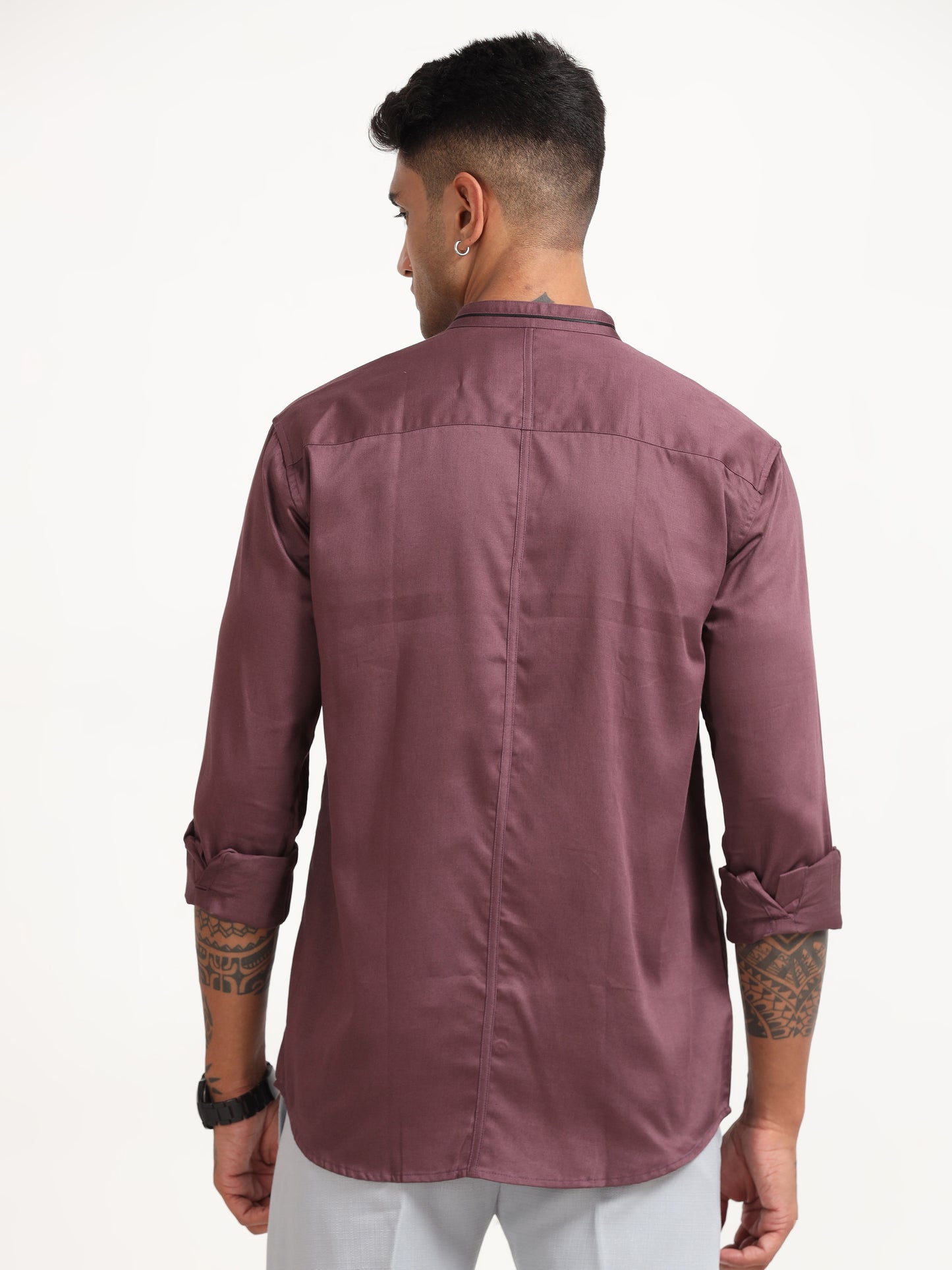  Satin Slub Mud Mens Wine Shirt 