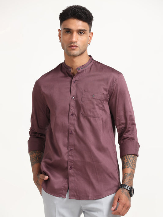  Satin Slub Mud Mens Wine Shirt 