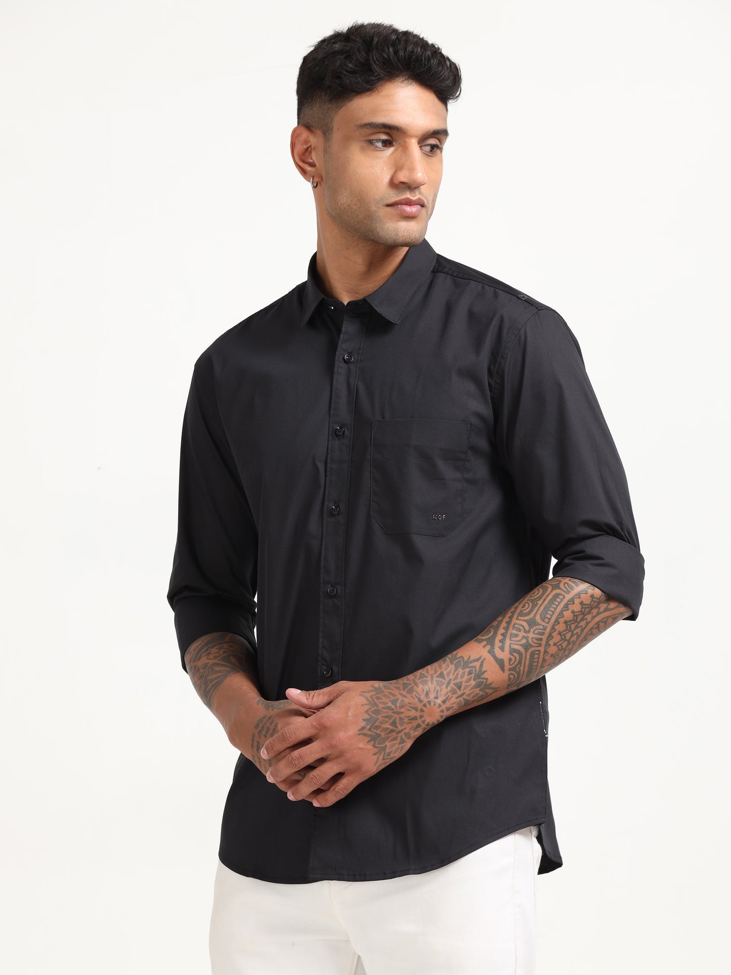  Poly Poplin Black Lycra Shirt 