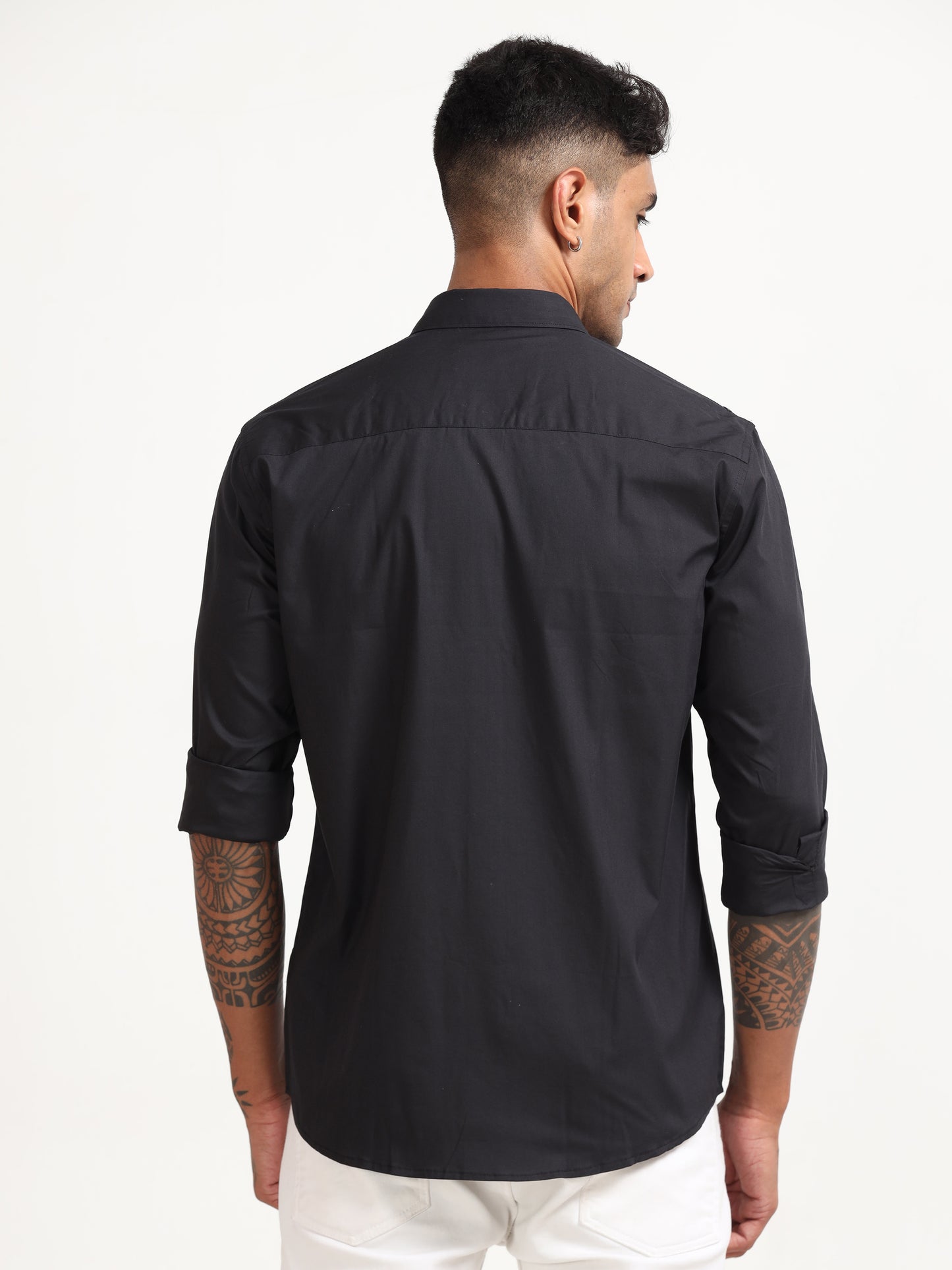  Poly Poplin Black Lycra Shirt 