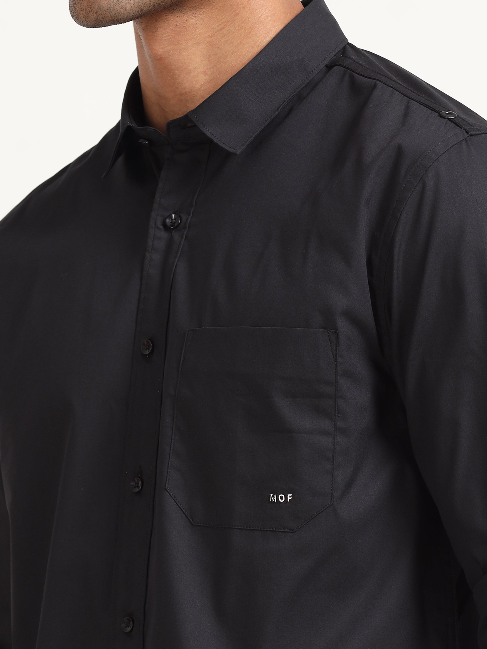  Poly Poplin Black Lycra Shirt 