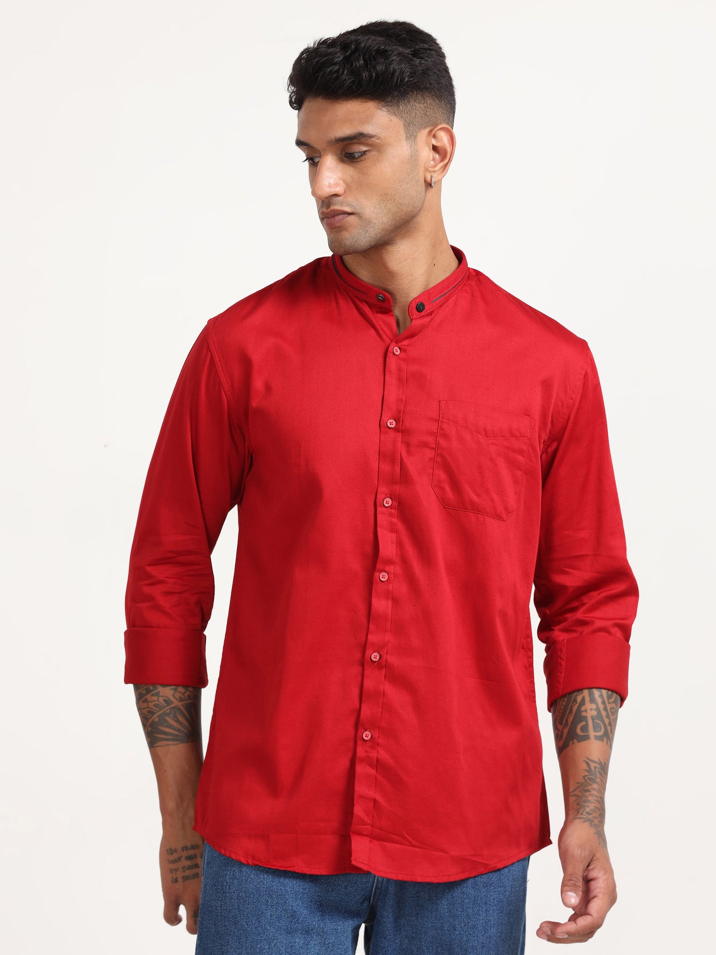 Slub Red Satin Shirt