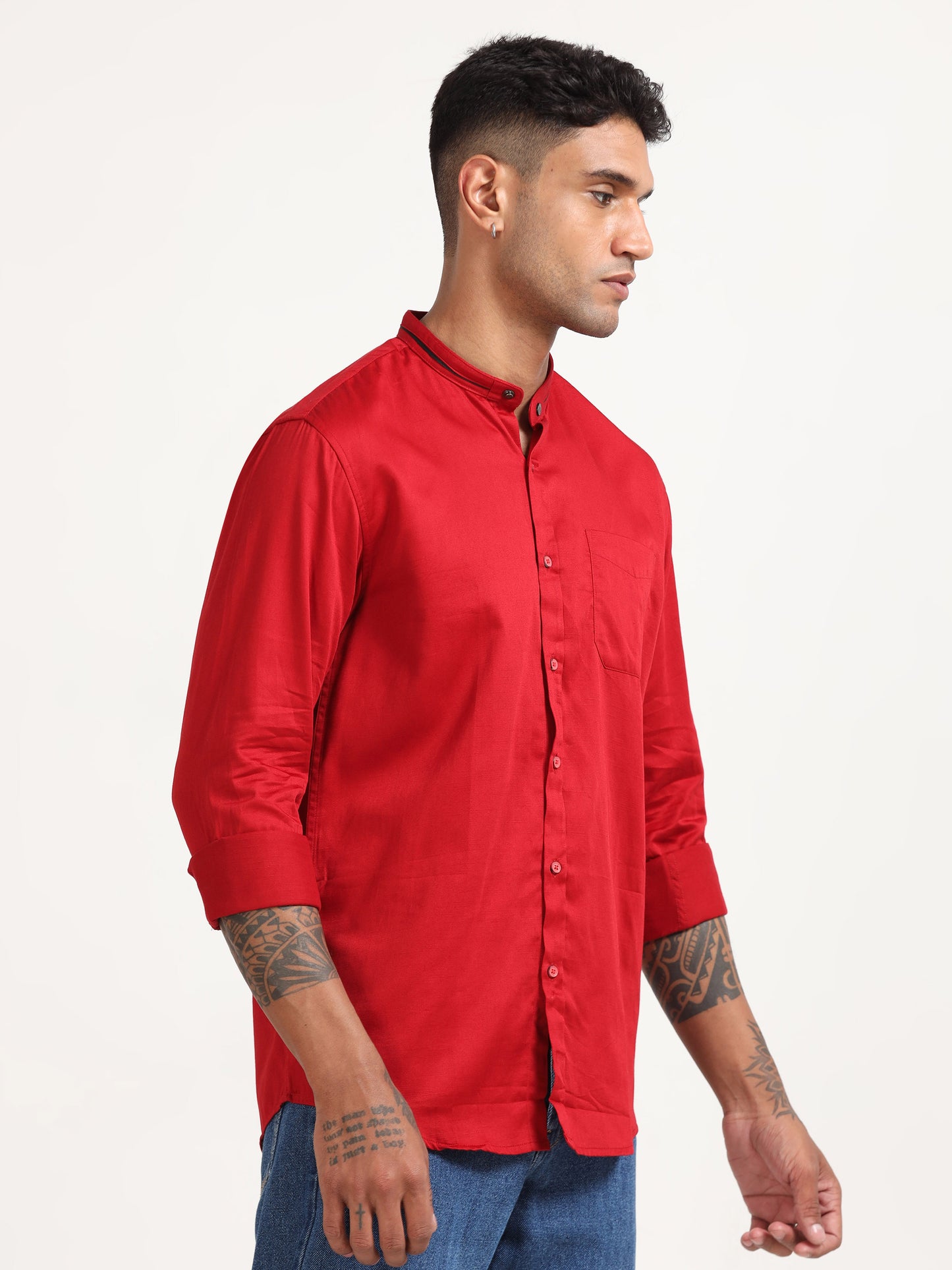 Slub Red Satin Shirt