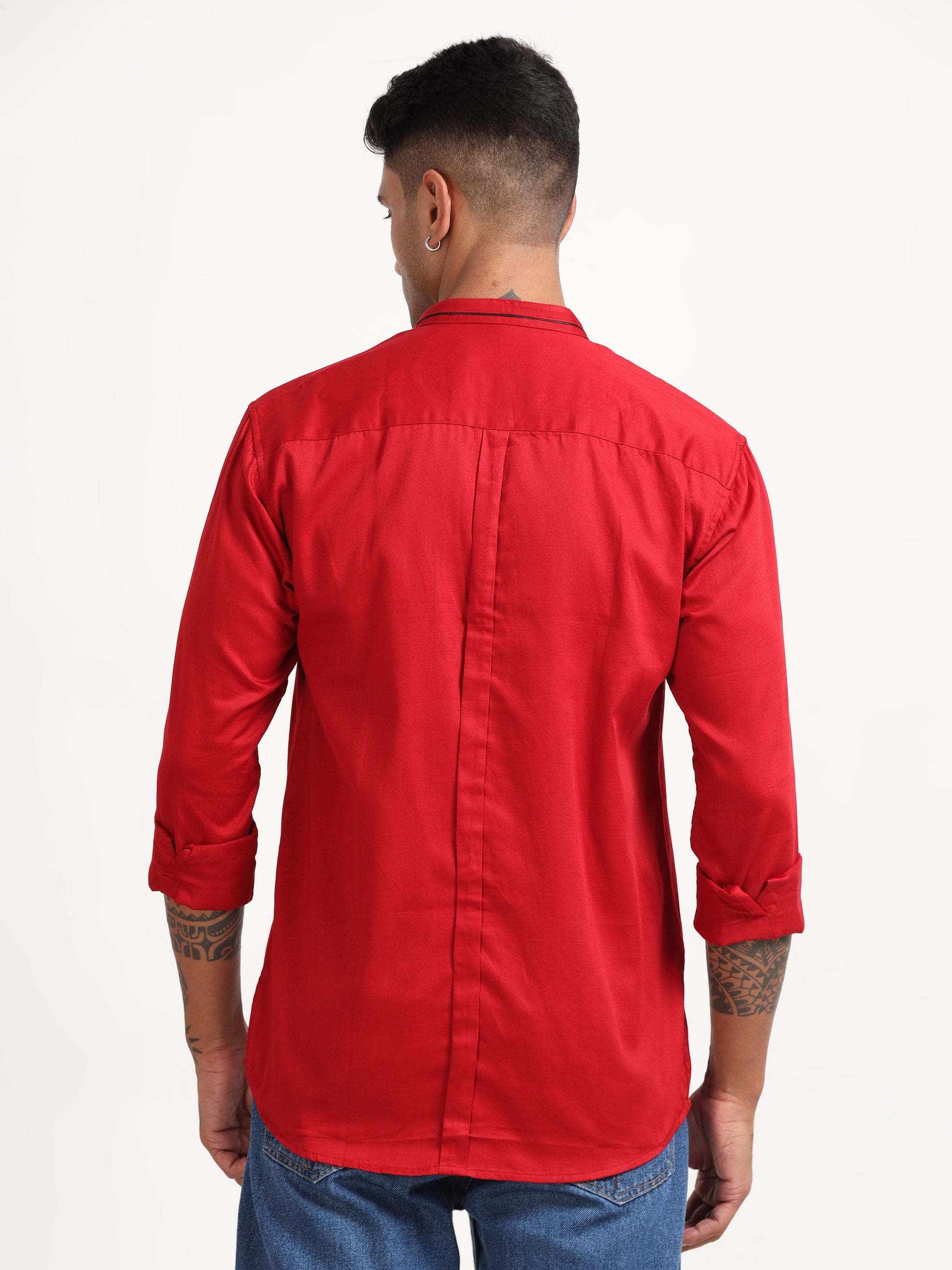 Slub Red Satin Shirt