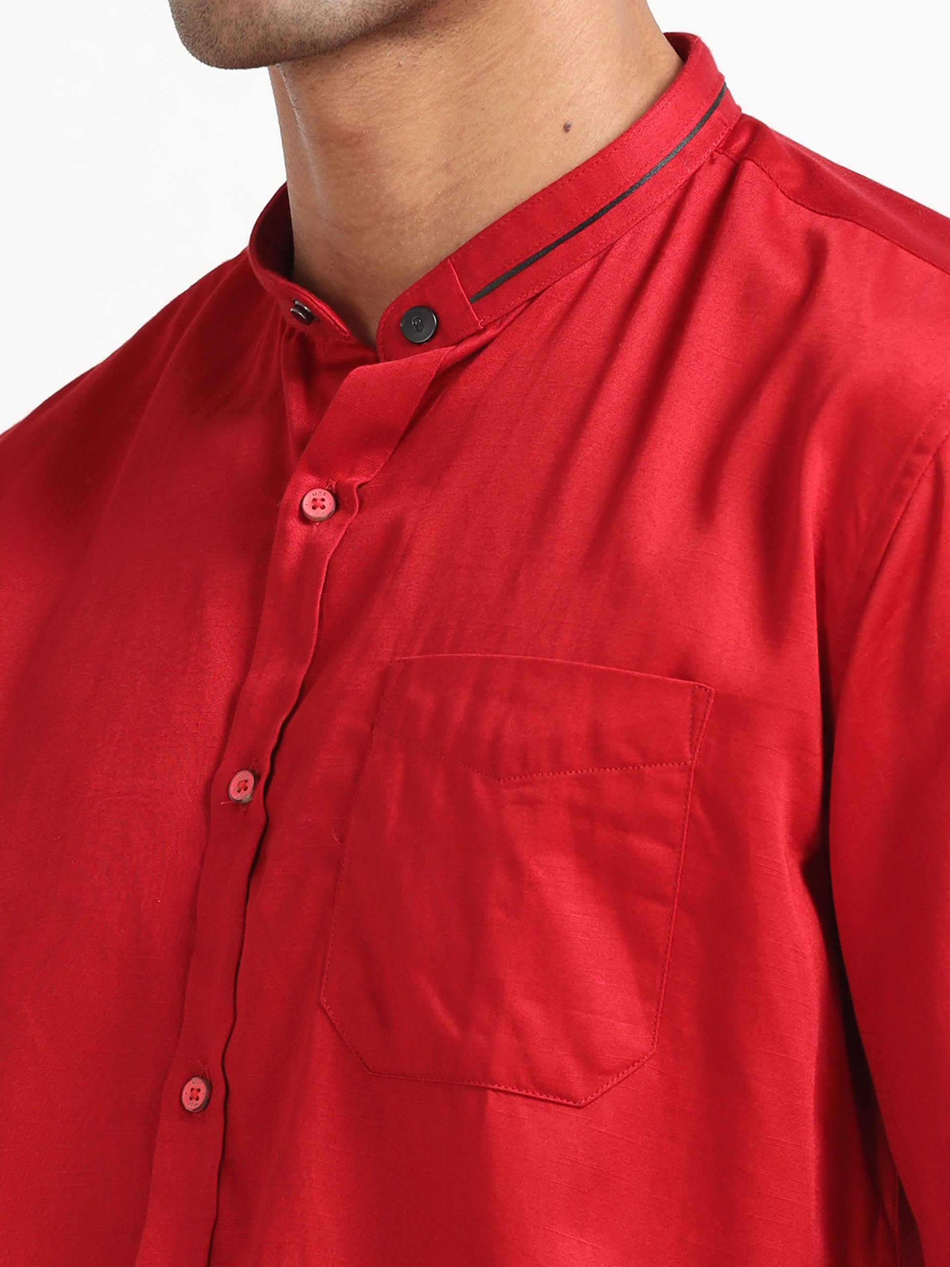 Slub Red Satin Shirt