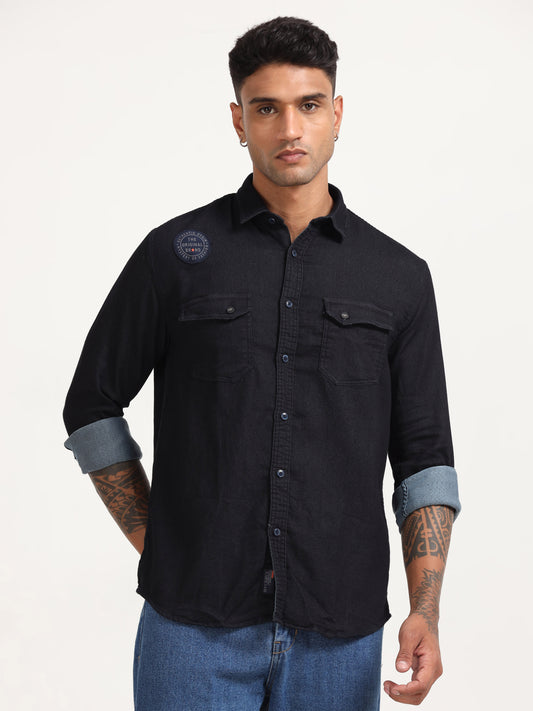 Jogger Denim Shirt Navy Blue for Men