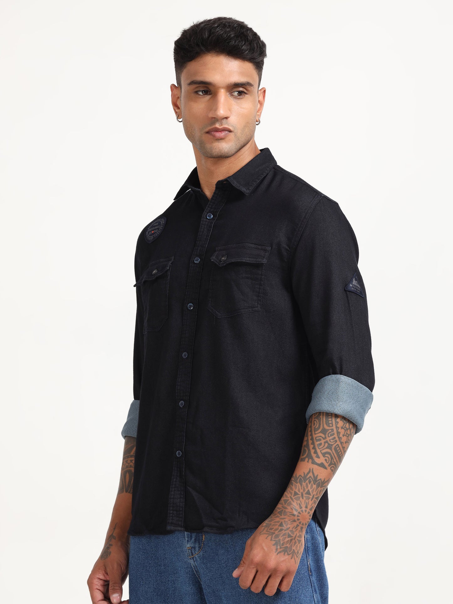 Jogger Denim Shirt Navy Blue for Men