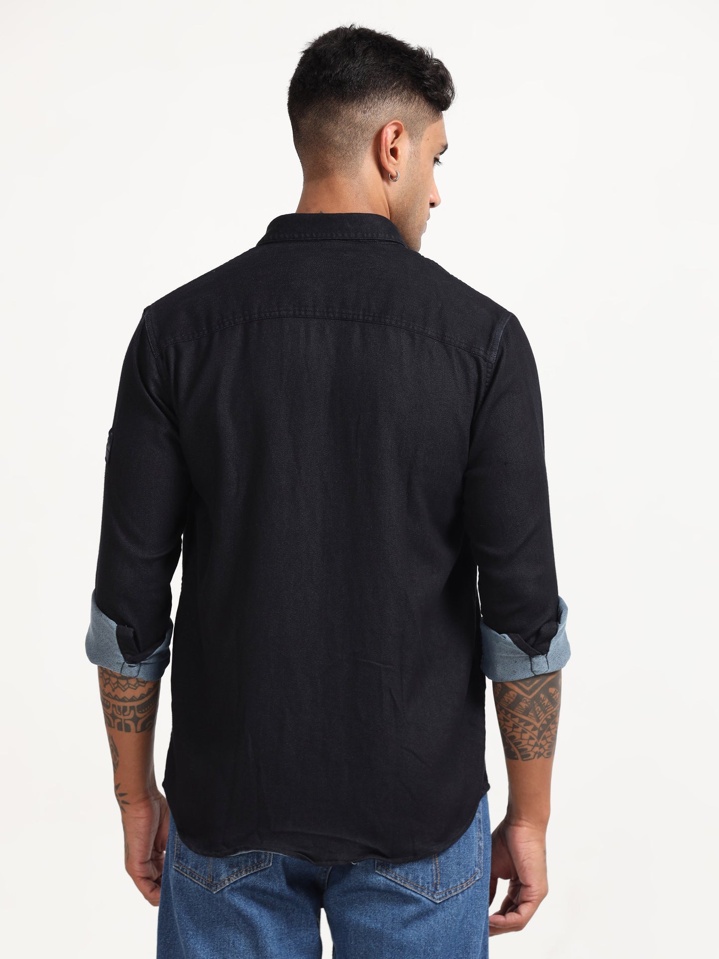 Jogger Denim Shirt Navy Blue for Men