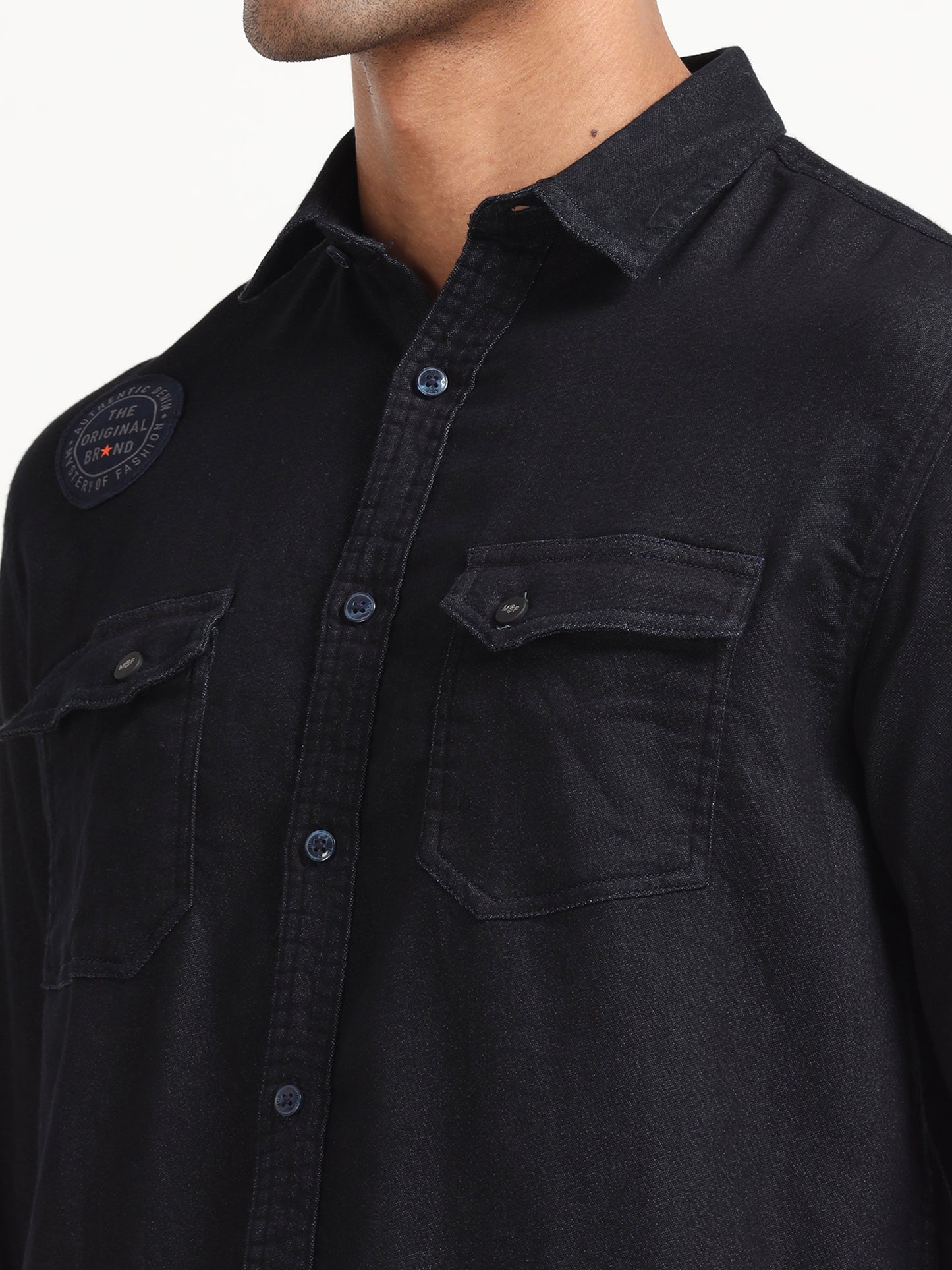 Jogger Denim Shirt Navy Blue for Men