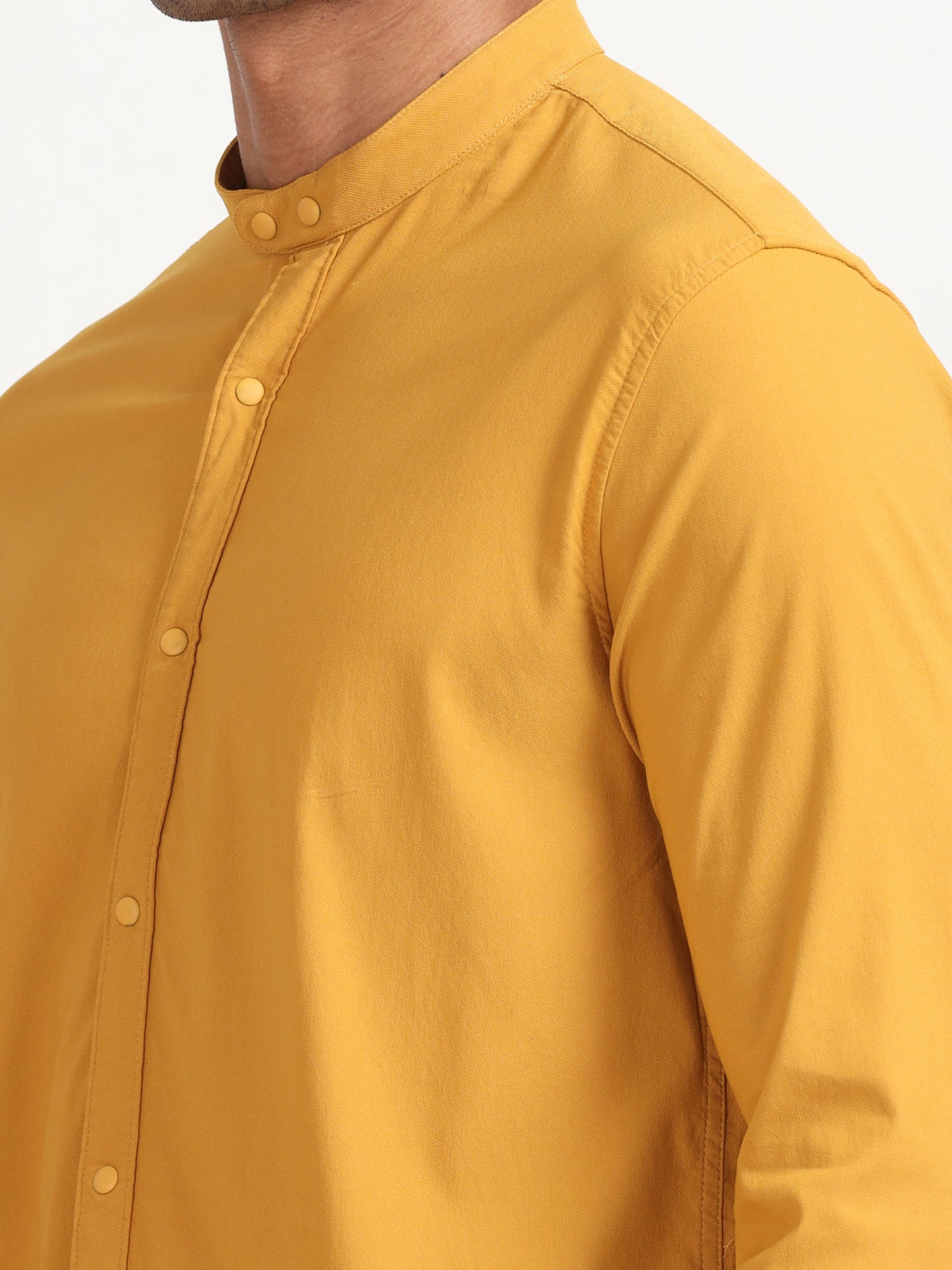  Dobby Super Lycra Yellow Long Sleeve Shirt for Men