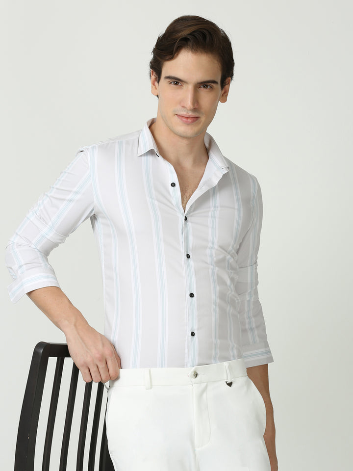 Silk stripe slim fit shirt
