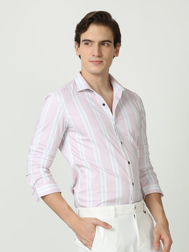 Silk stripe slim fit shirt