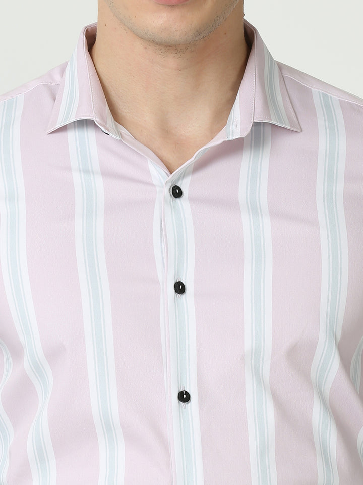 Silk Stripe Slim Fit Vertical Lining Shirts for Men