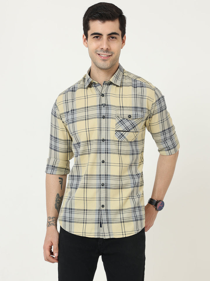 Twill checked casual shirt